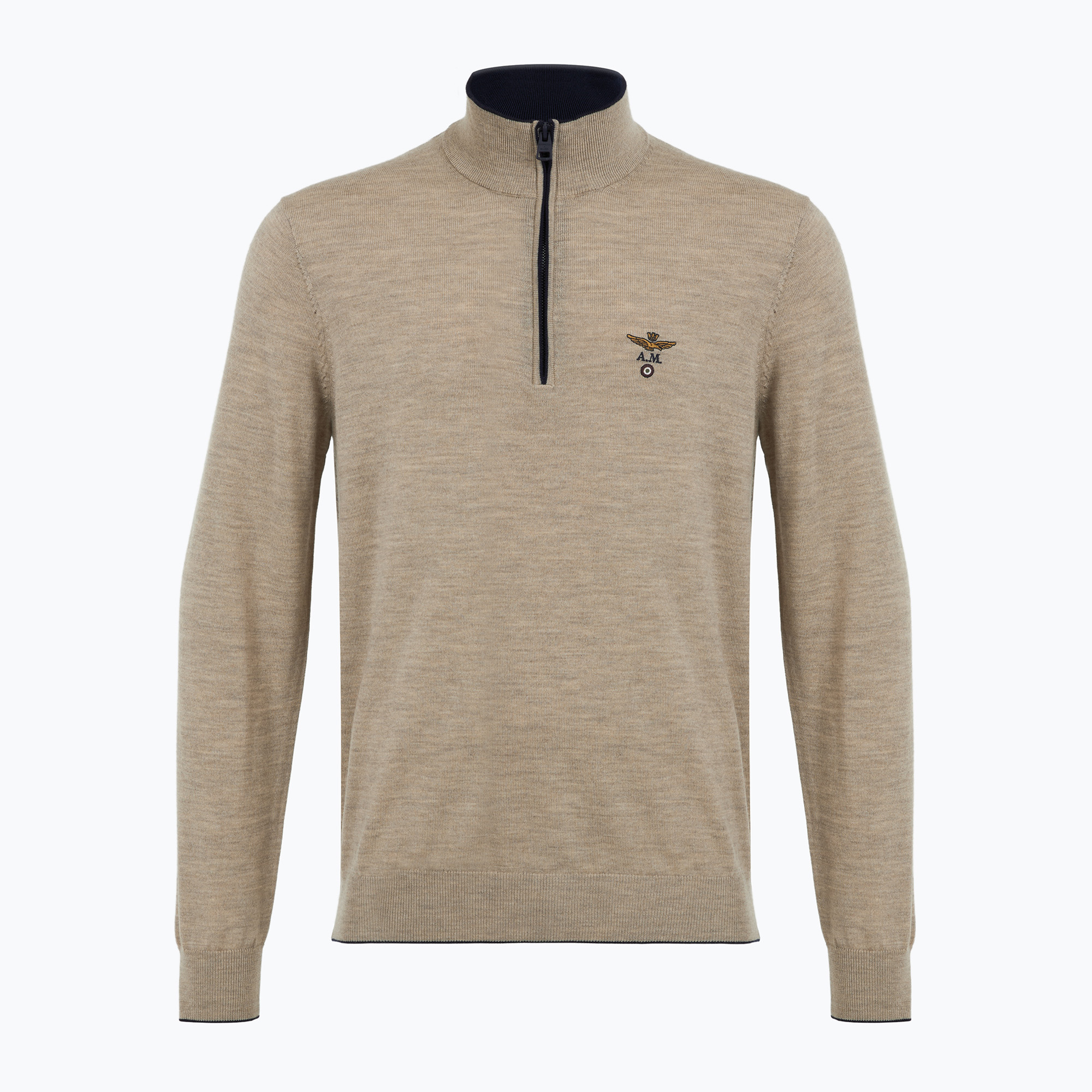 Sweter męski Aeronautica Militare 1/2 Zip sand melange 