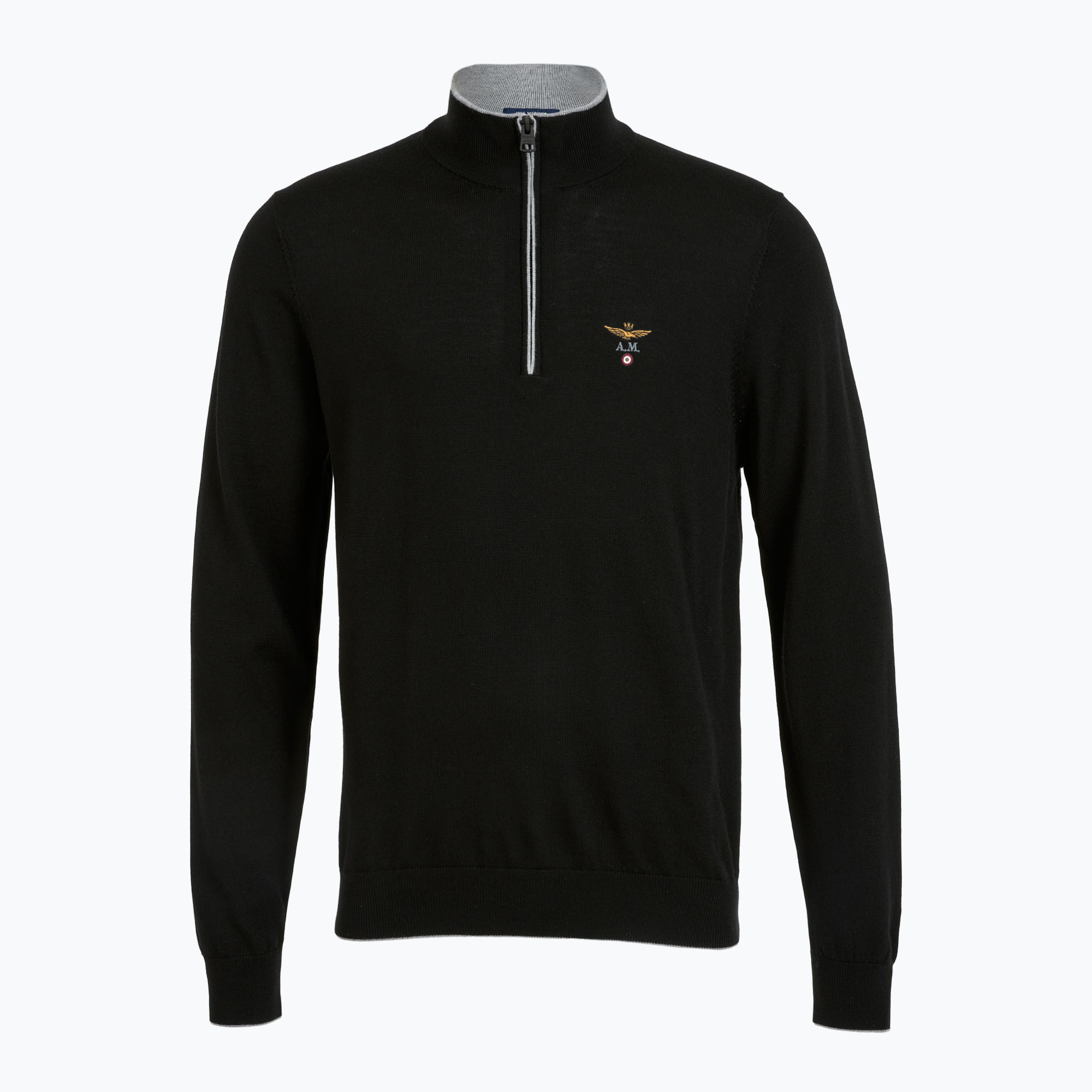Sweter męski Aeronautica Militare 1/2 Zip jet black 