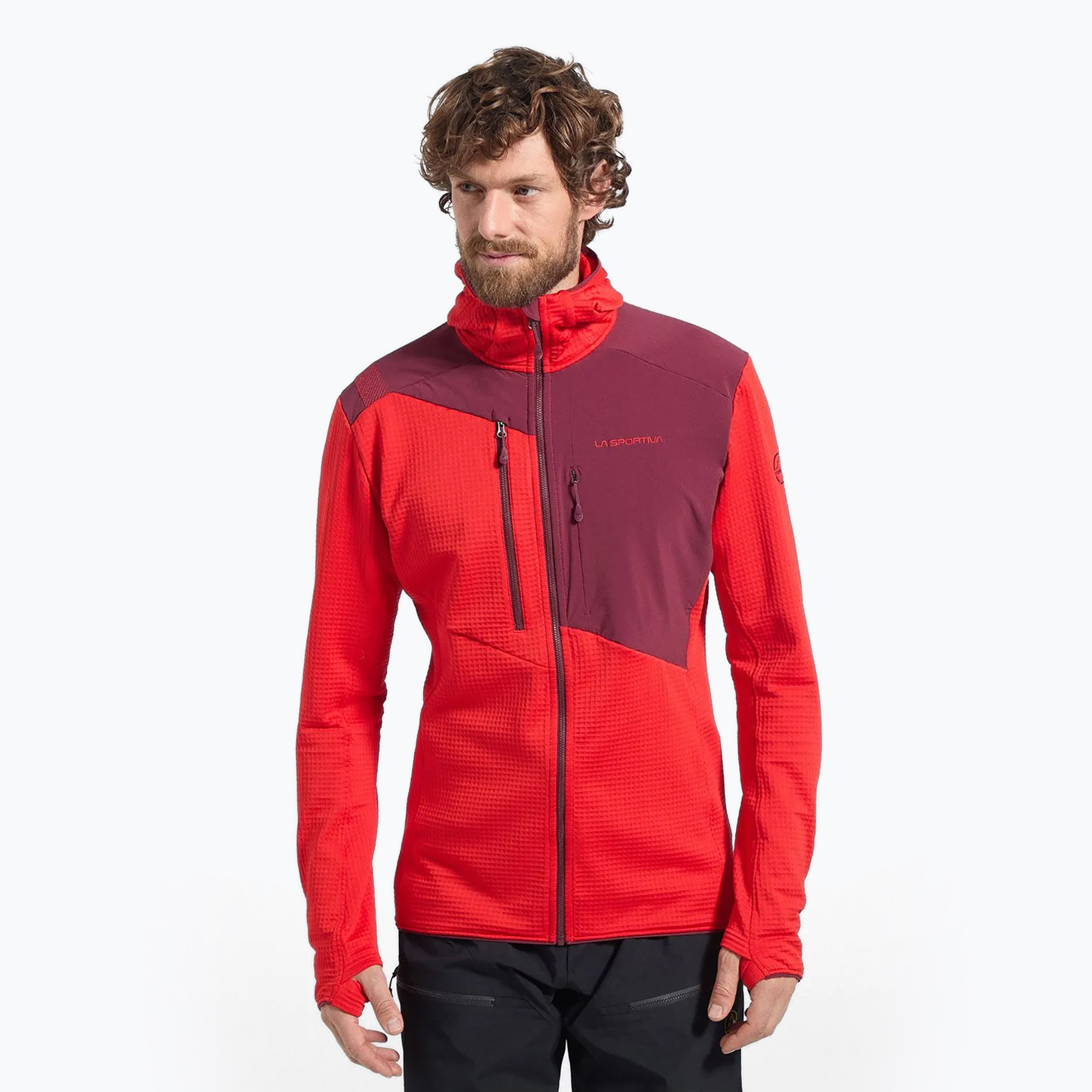 Bluza termoaktywna meska La Sportiva Lucendro Thermal Hoody mountain red/redwood 