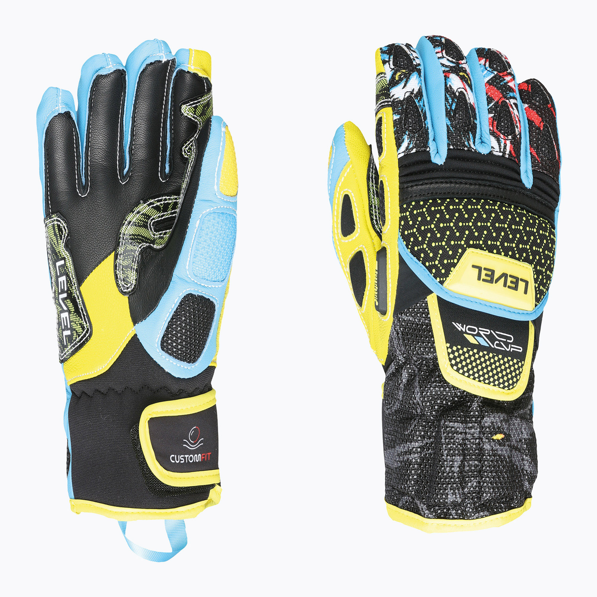 Детски скиорски ръкавици Level Worldcup Jr Cf yellow/blue