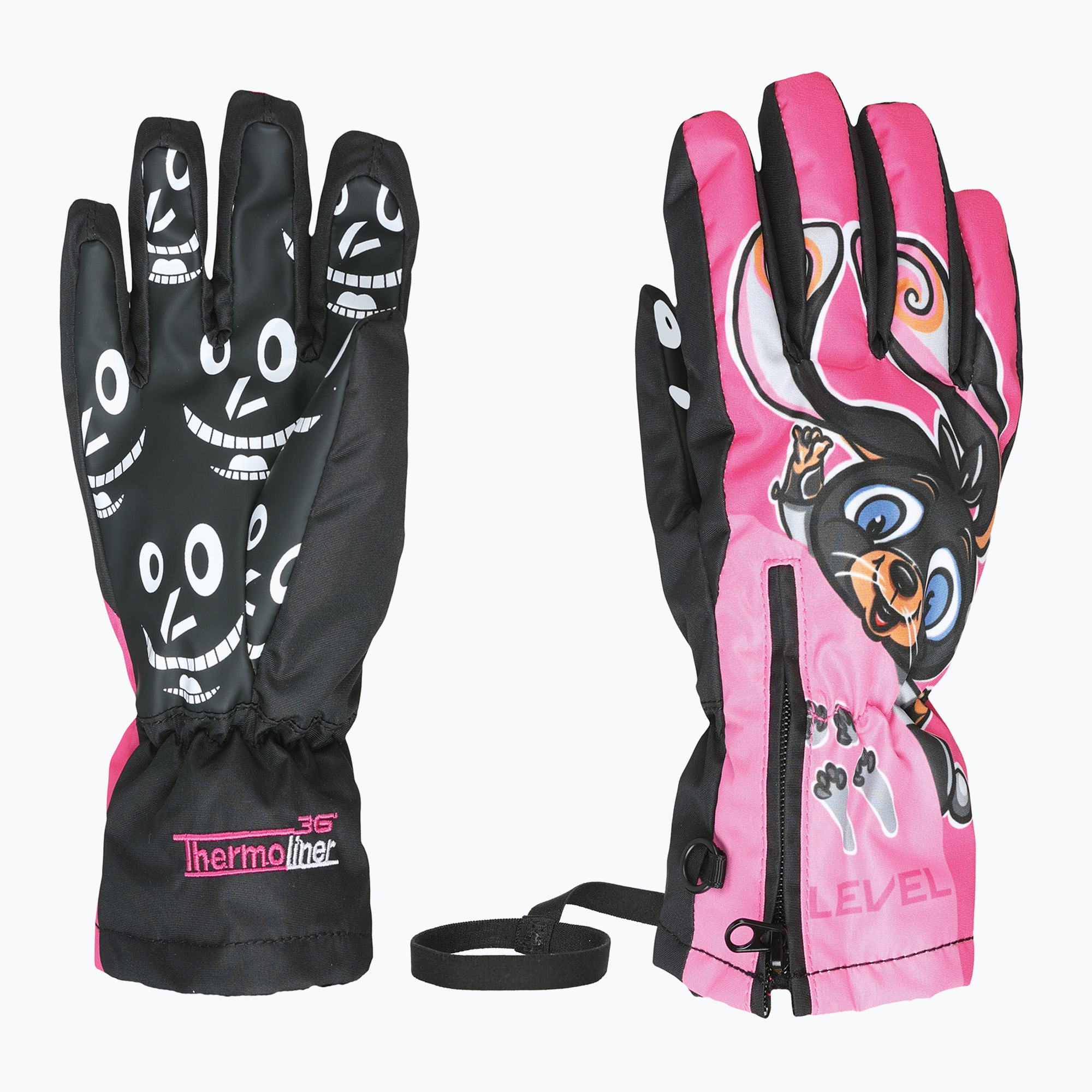 Детски скиорски ръкавици Level Lucky hot pink