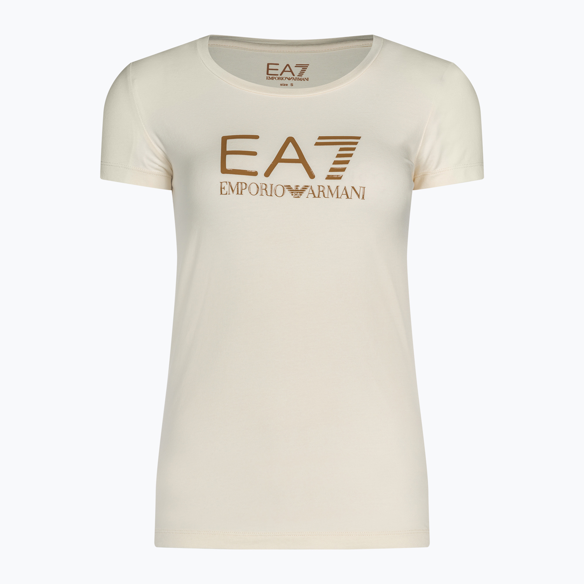 Női póló EA7 Emporio Armani Train Shiny pristine/logo brown (Train Shiny 8NTT66-TJFKZ)