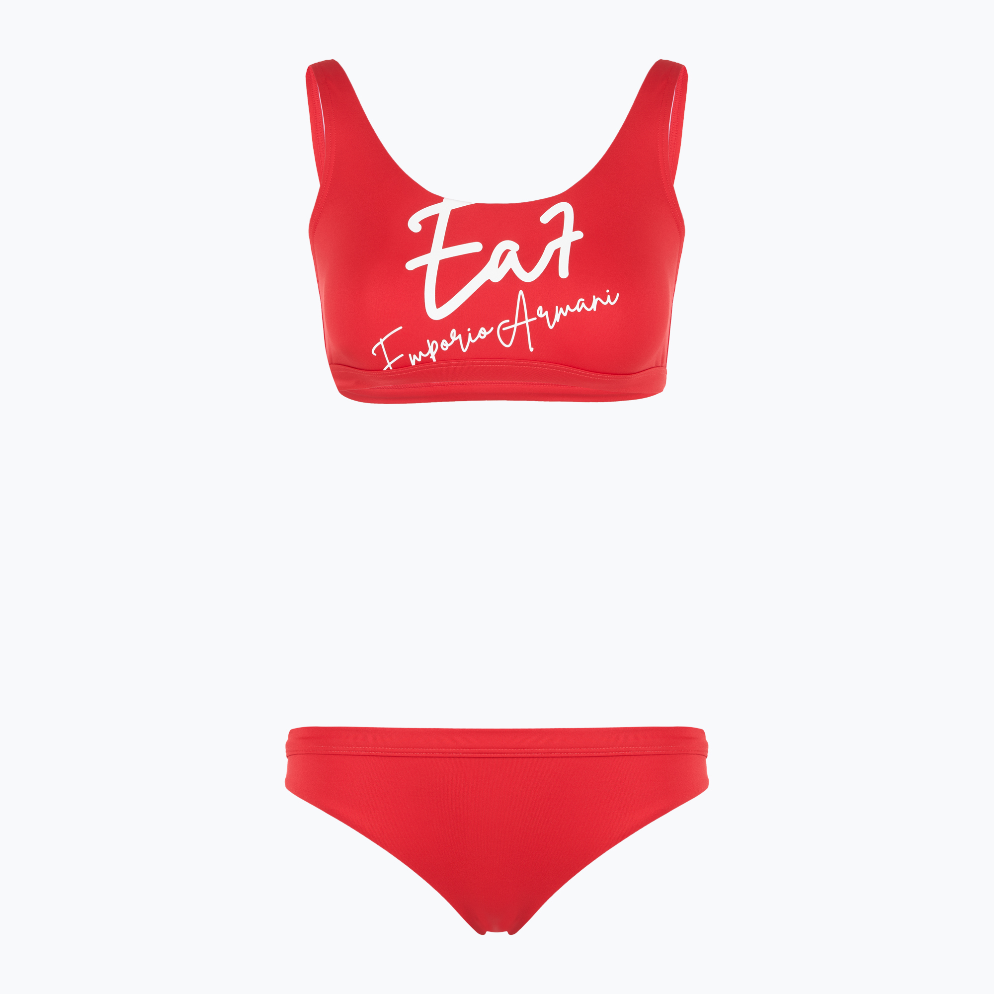 Дамски бански костюм от две части EA7 Emporio Armani Maxi Logo Bikini Top racing red