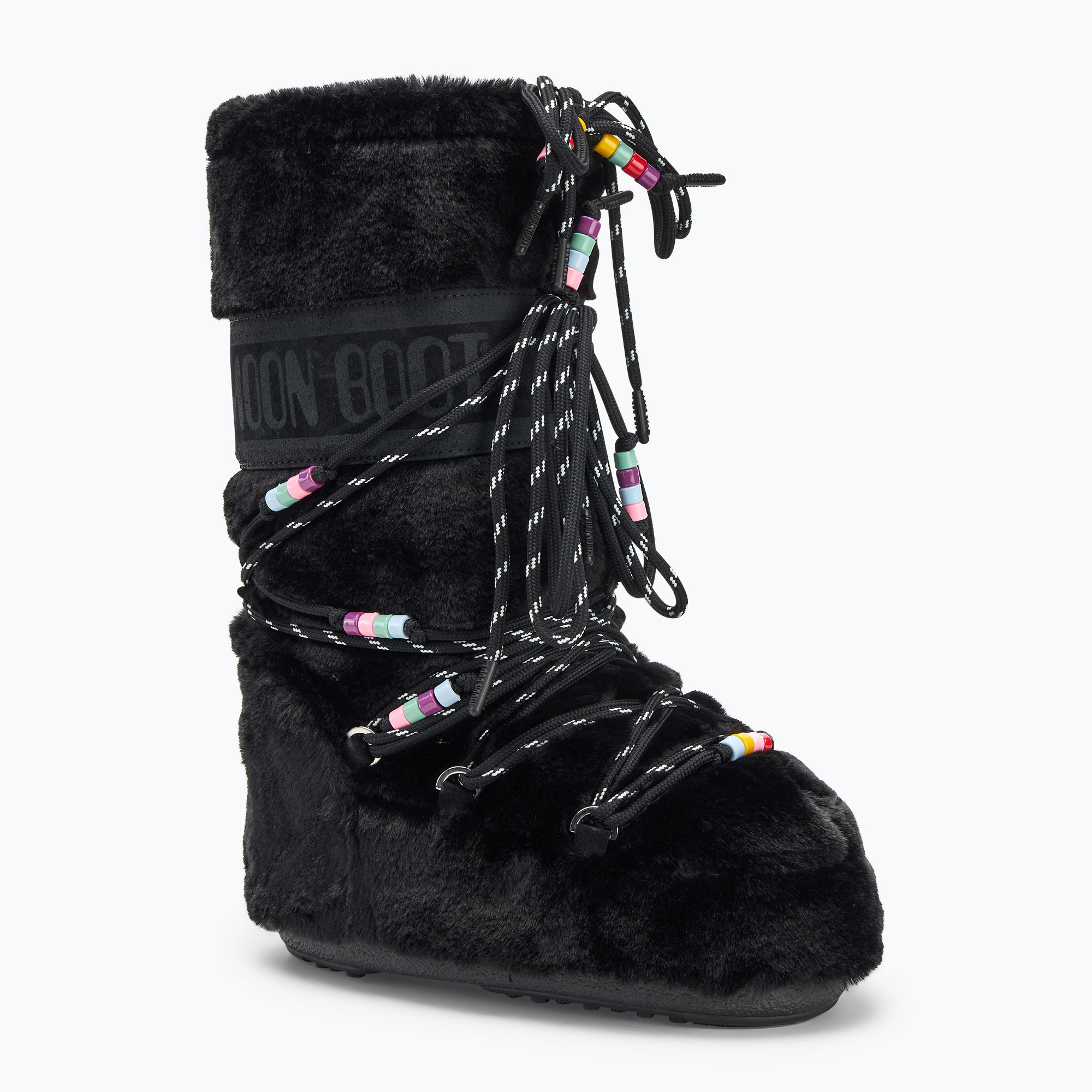 Moon Boot Icon Faux Fur Beads snow boots black