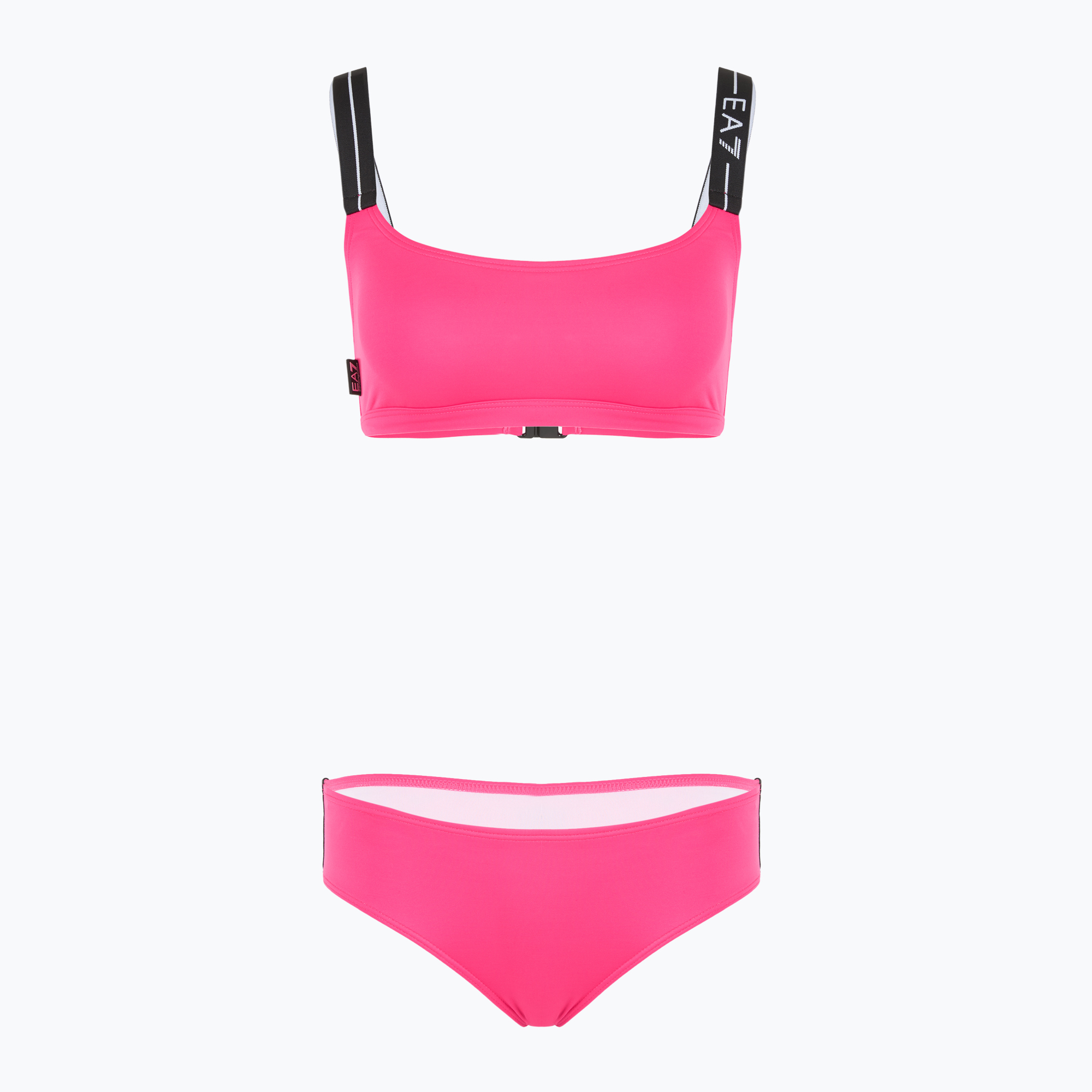 Strój kapielowy dwuczęściowy damski EA7 Emporio Armani Logo Tape Bikini Top neon pink 