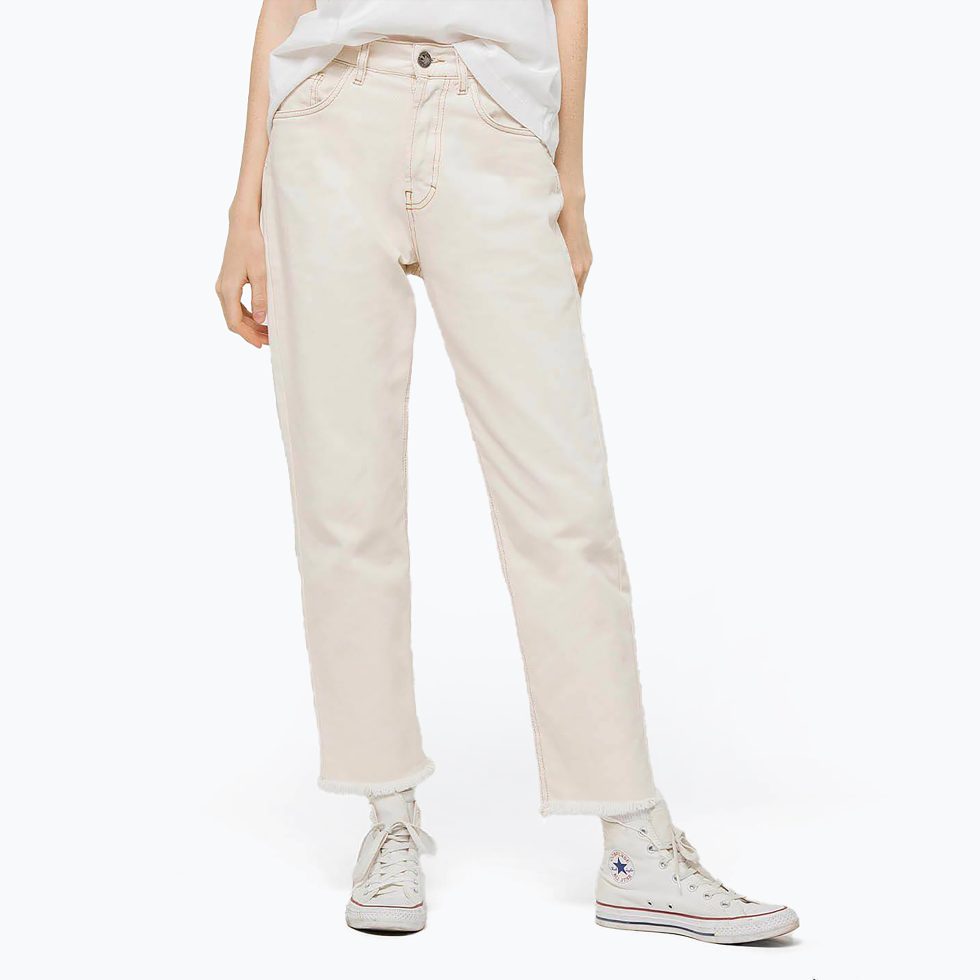 Spodnie damskie Kaotiko Cropped Straight nature 