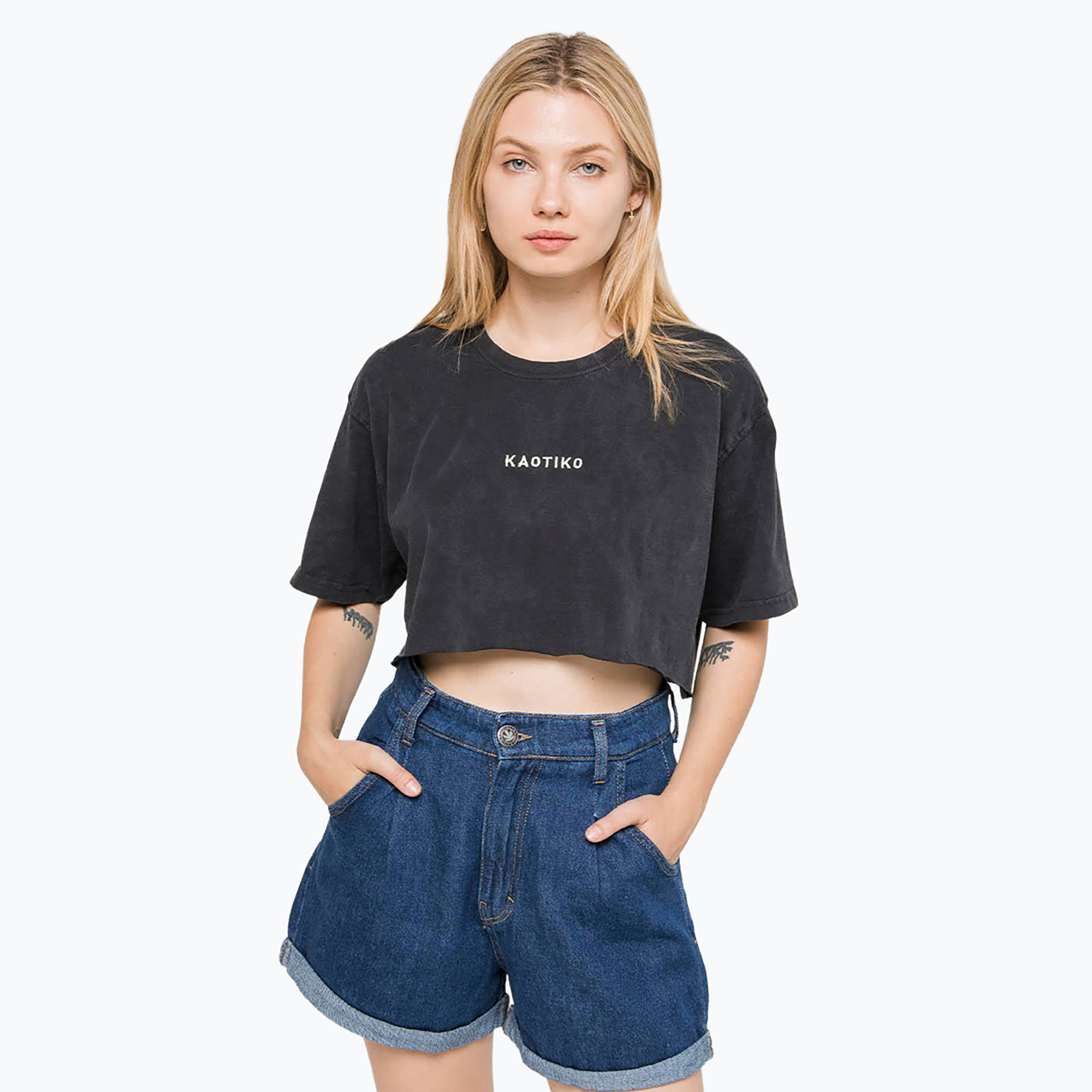 Koszulka damska Kaotiko Washed black 