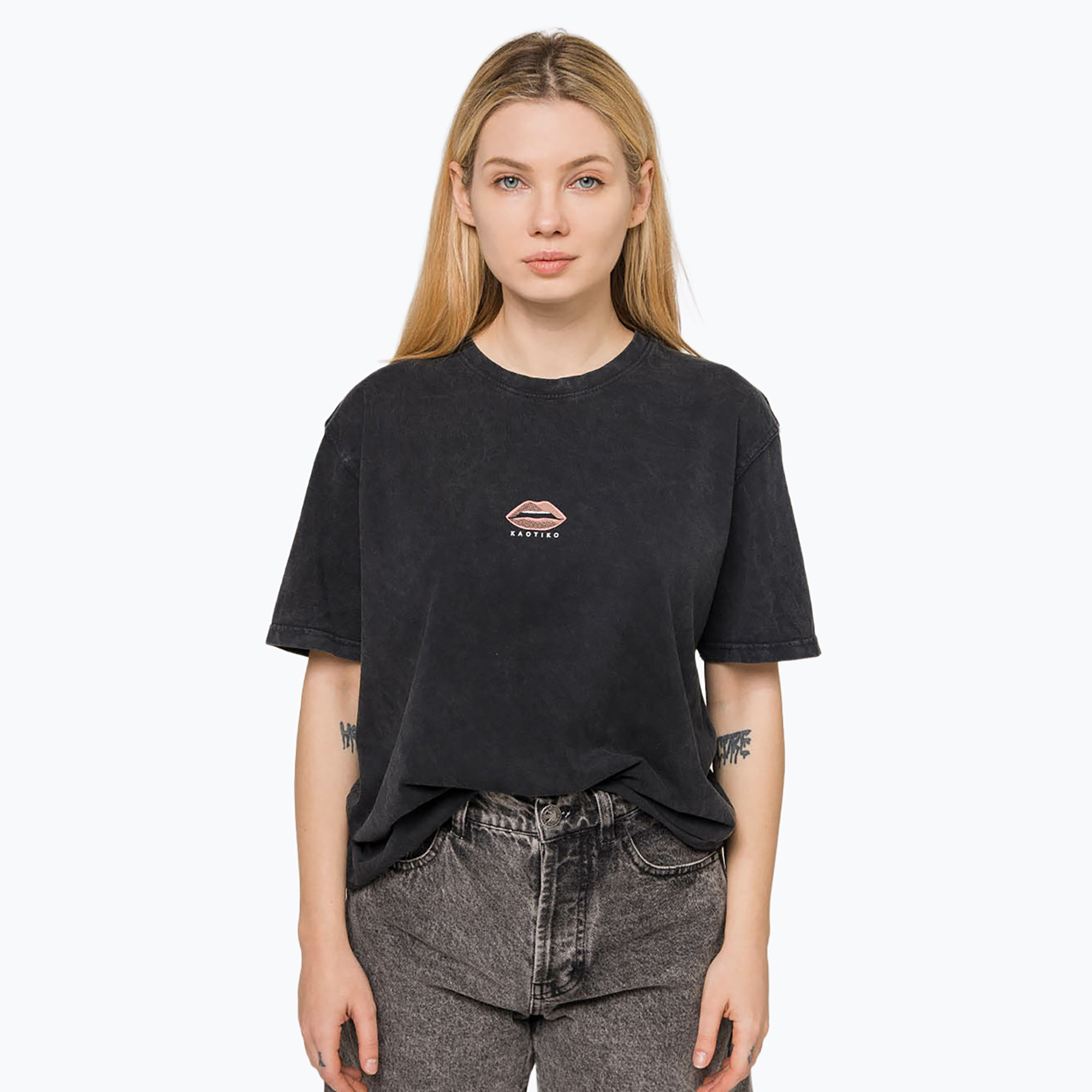 Koszulka damska Kaotiko Washed 80'S black 