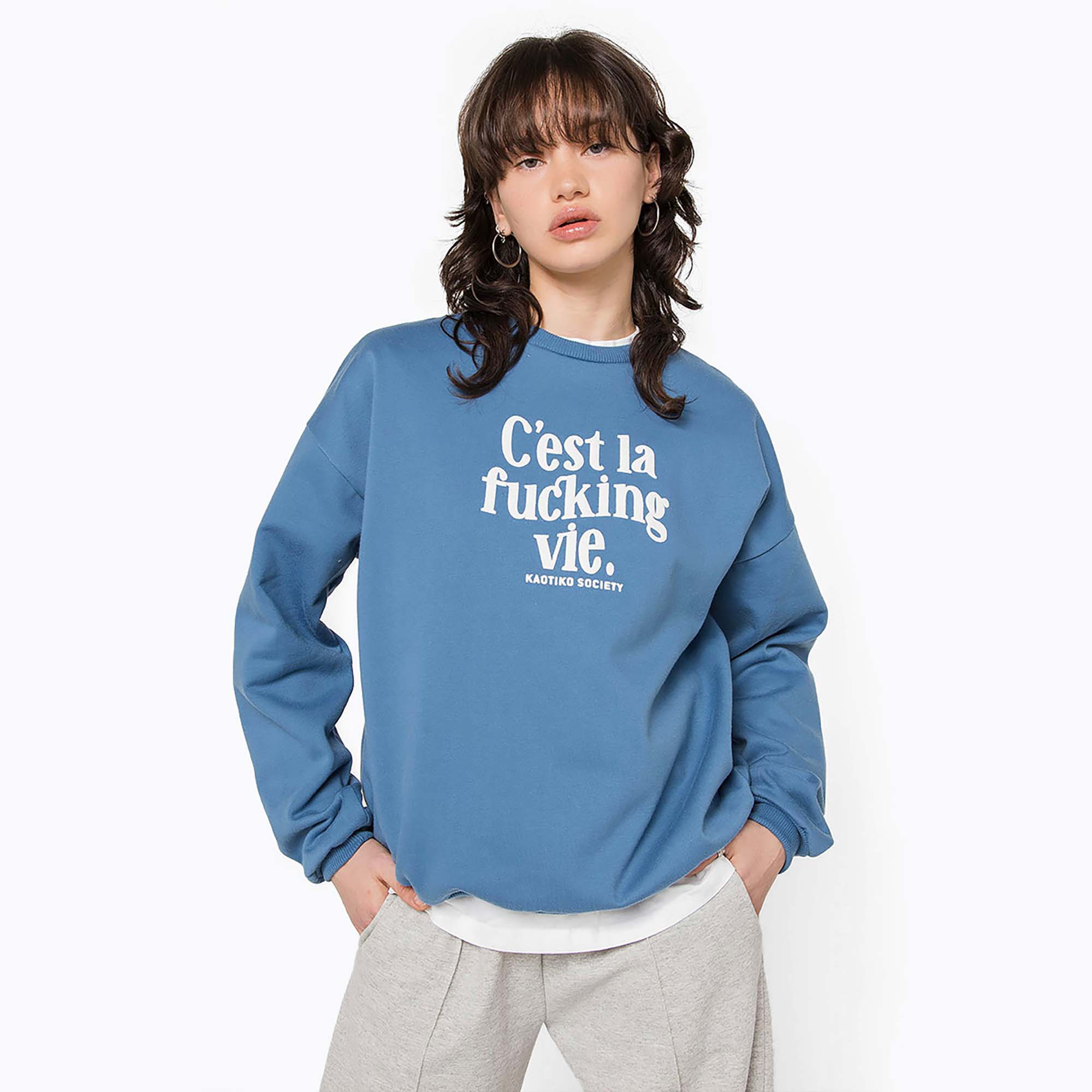 Bluza męska Kaotiko C'est la vie denim blue 