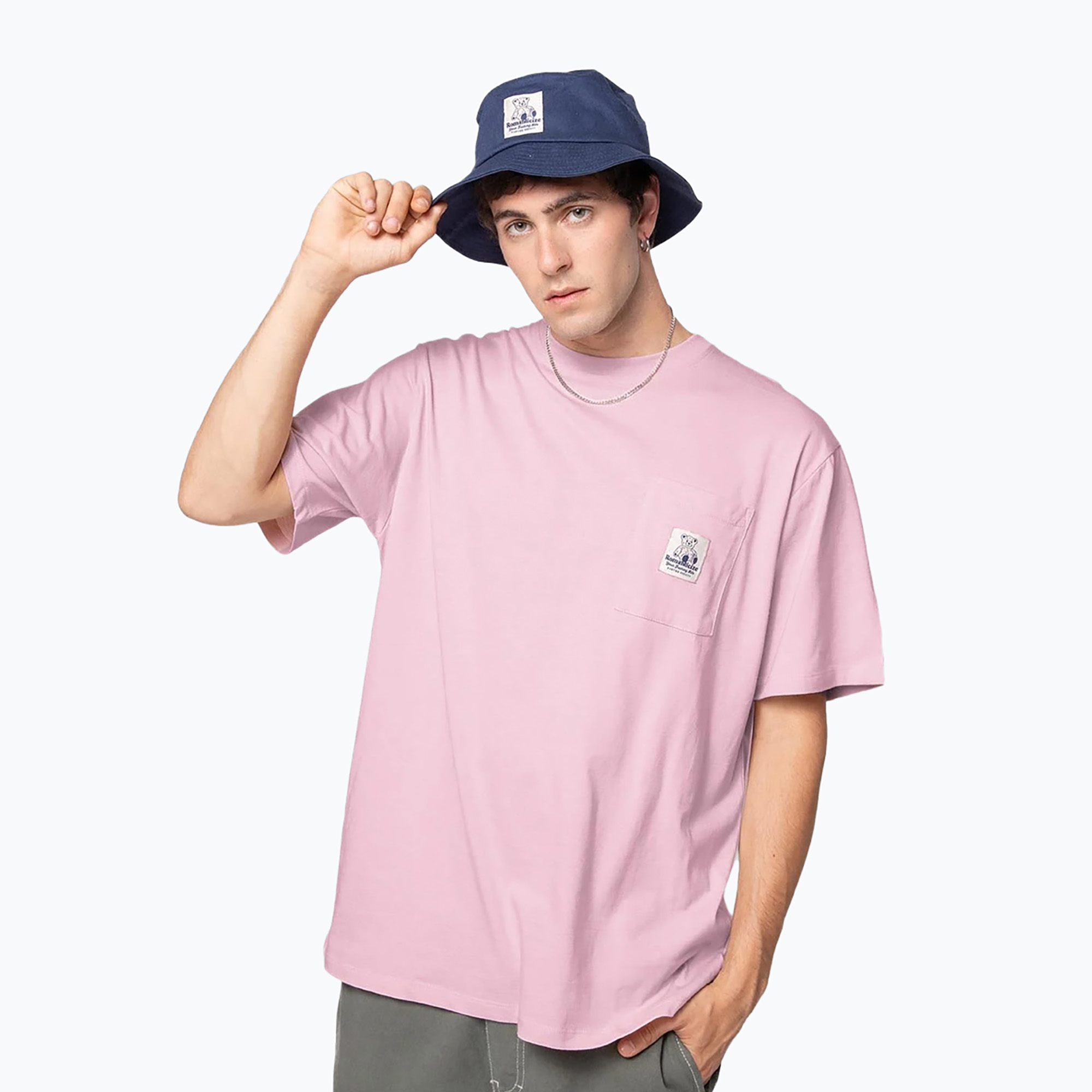 Koszulka męska Kaotiko M/C Pocket Loving Bear gum pink 