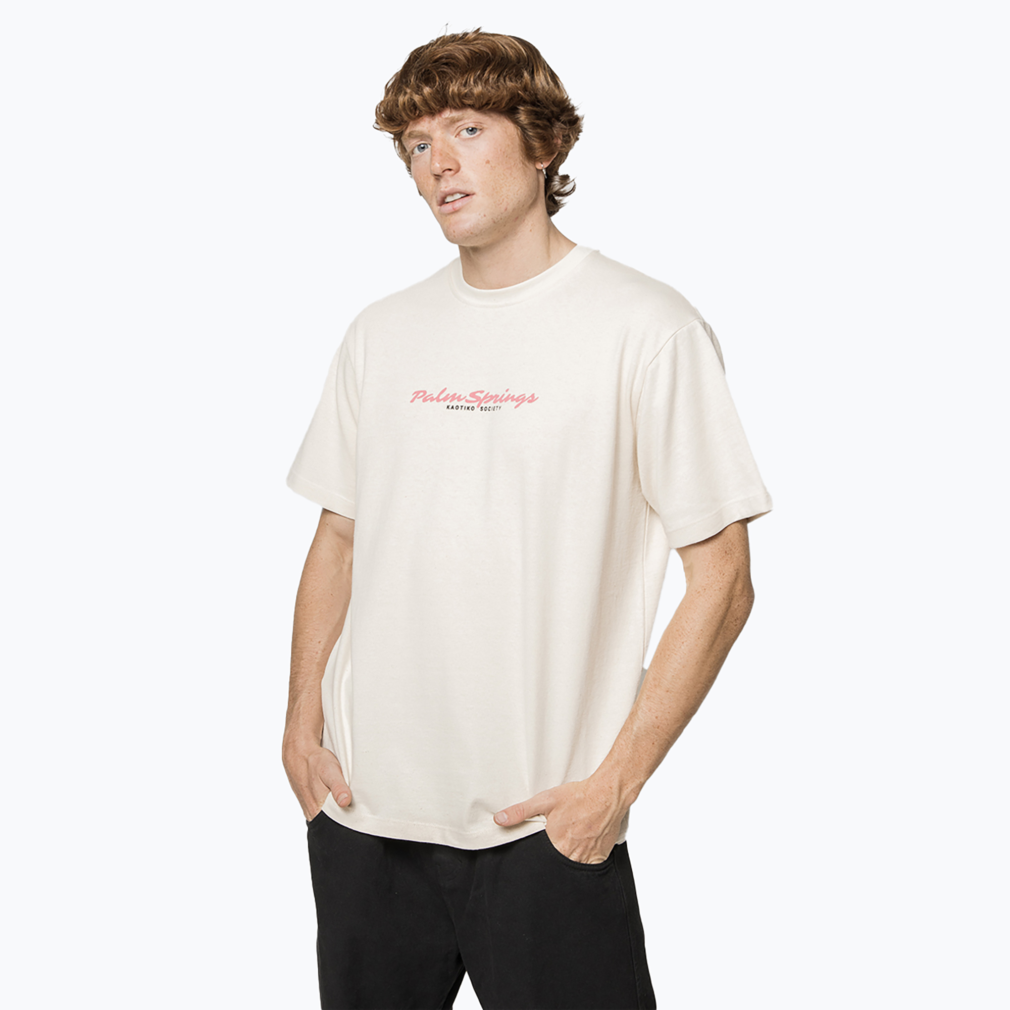 Koszulka męska Kaotiko M/C Palm Springs Organic Cotton ivory 