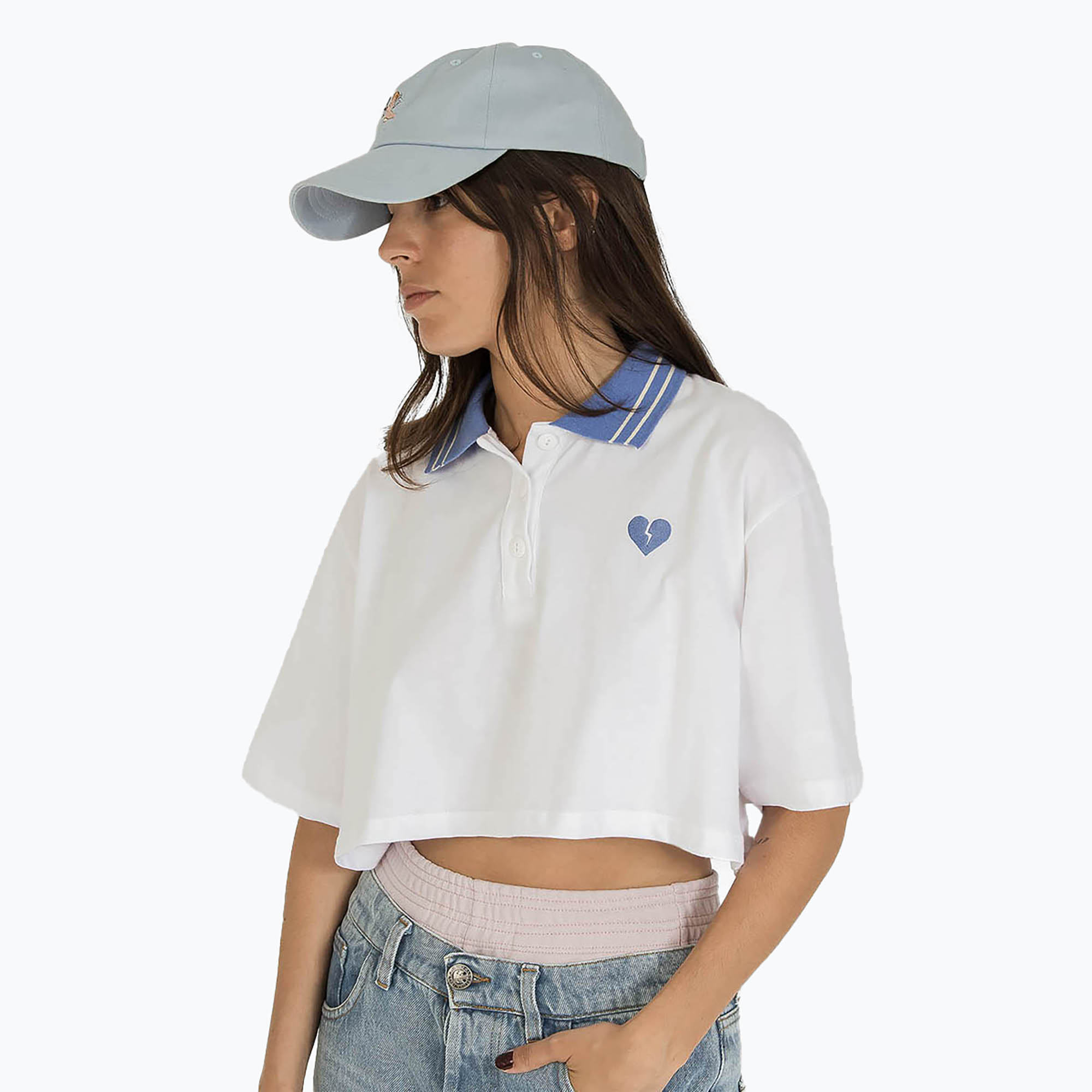 Koszulka polo damska Kaotiko Broken Heart white 