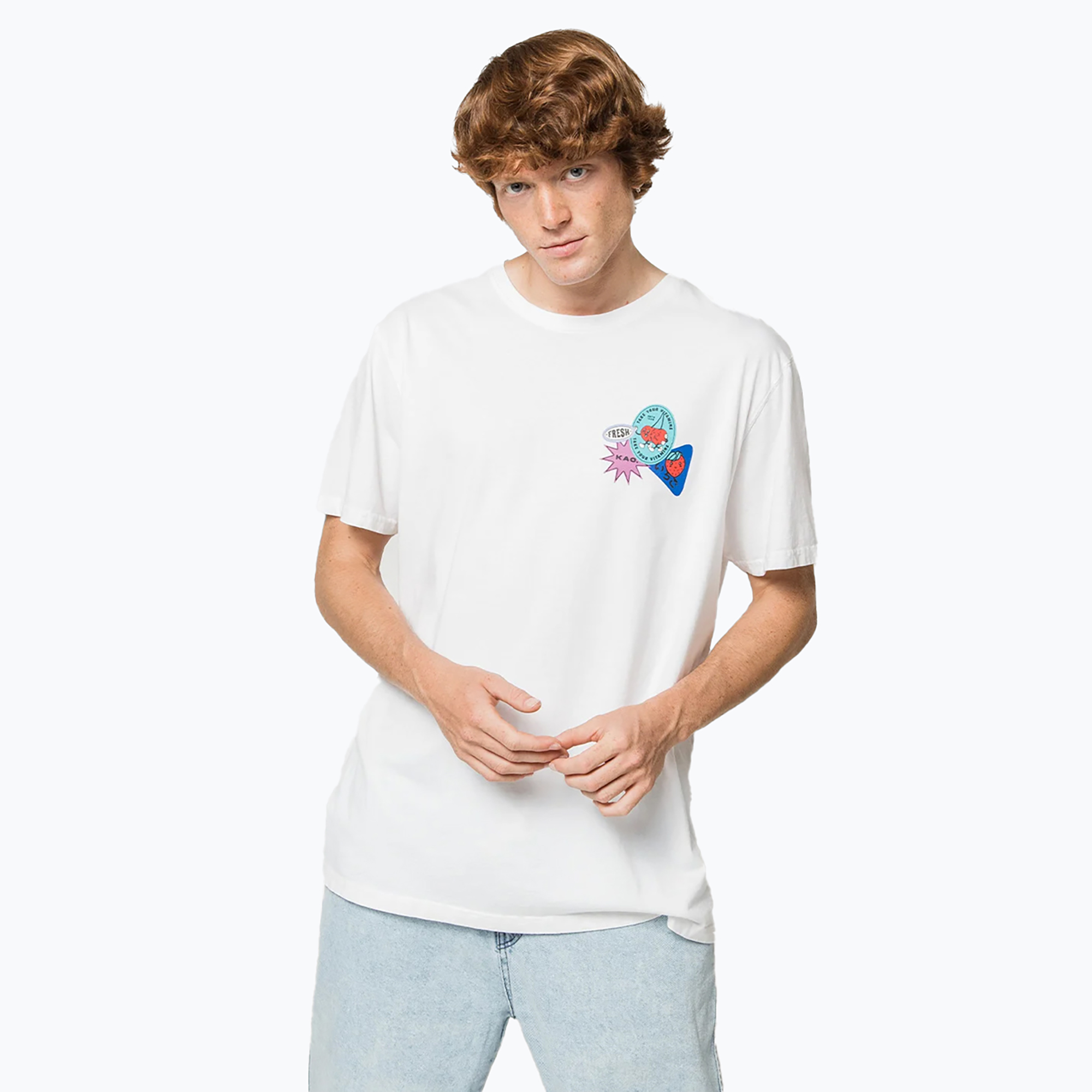 Koszulka męska Kaotiko M/C Washed Fresh white 
