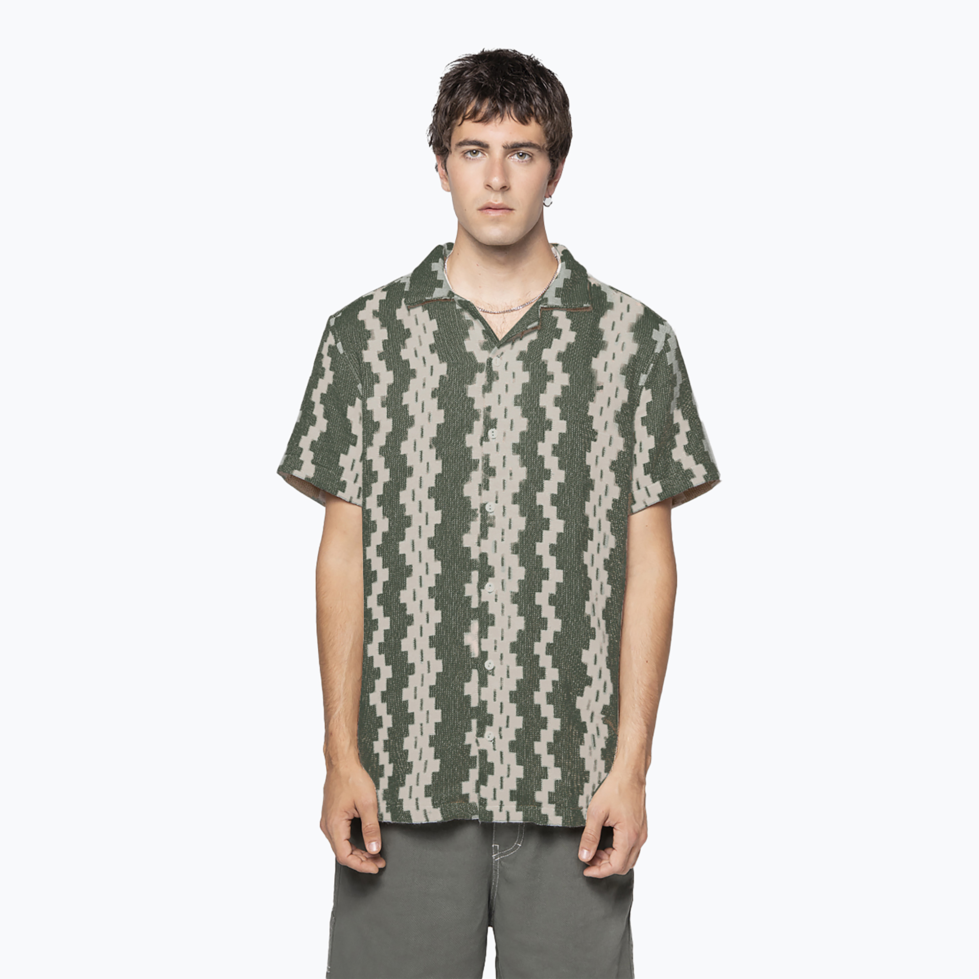 Koszula męska Kaotiko Ethnic army/offwhite 