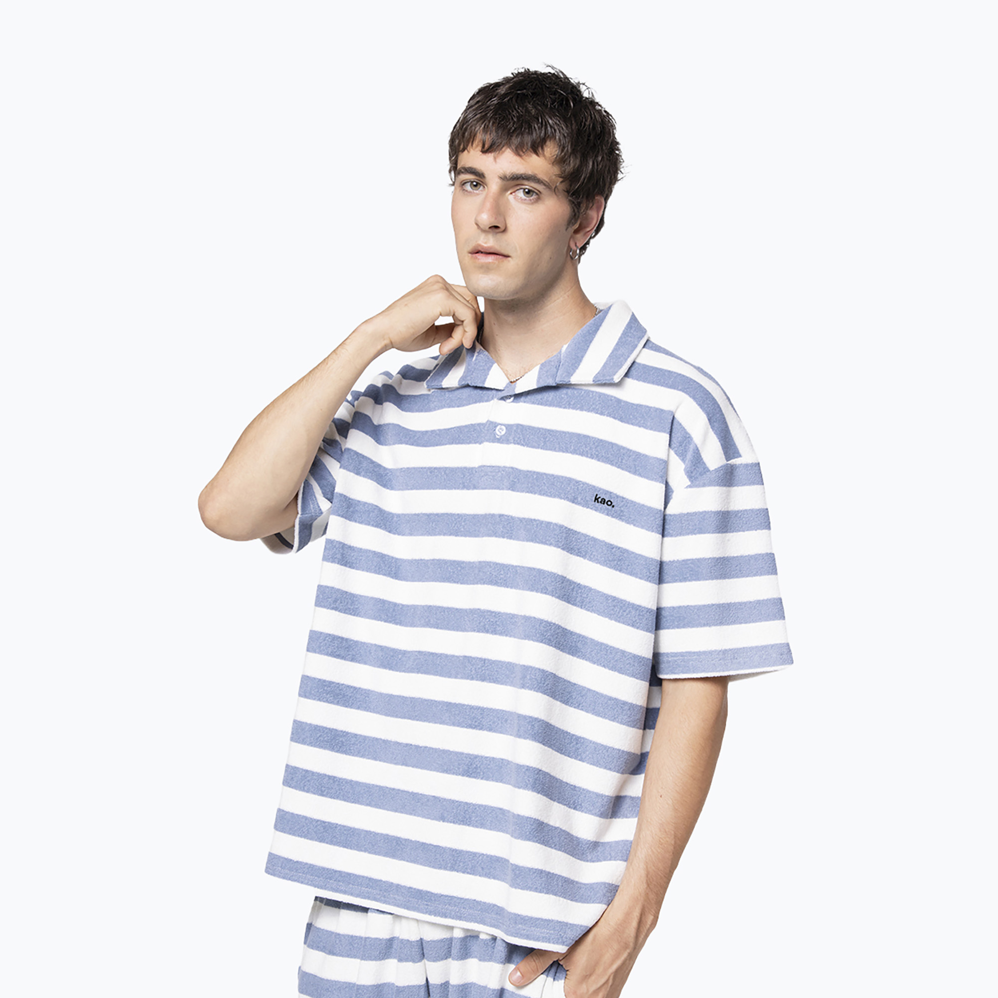 Koszulka polo męska Kaotiko Towel Stripe blue/white 