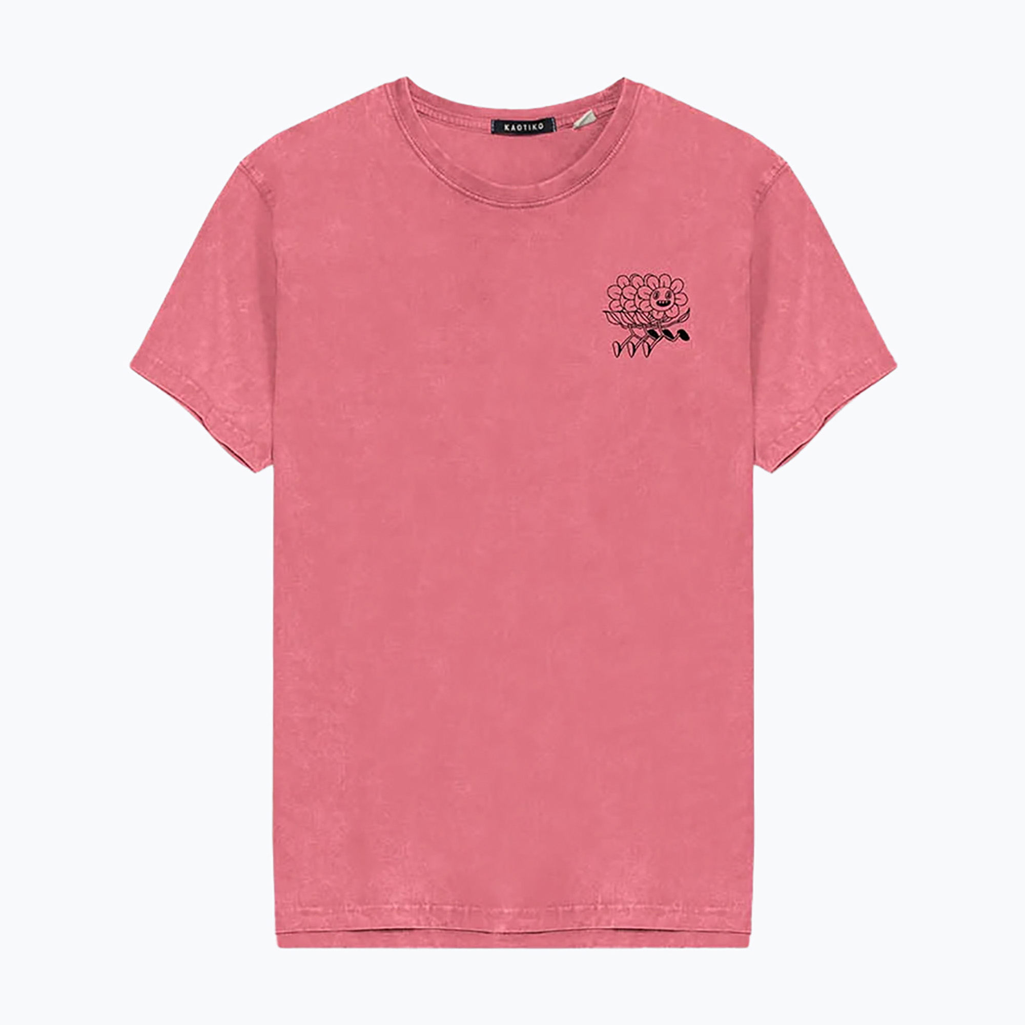 Koszulka męska Kaotiko Washed No Roles Flower pink flamingo 