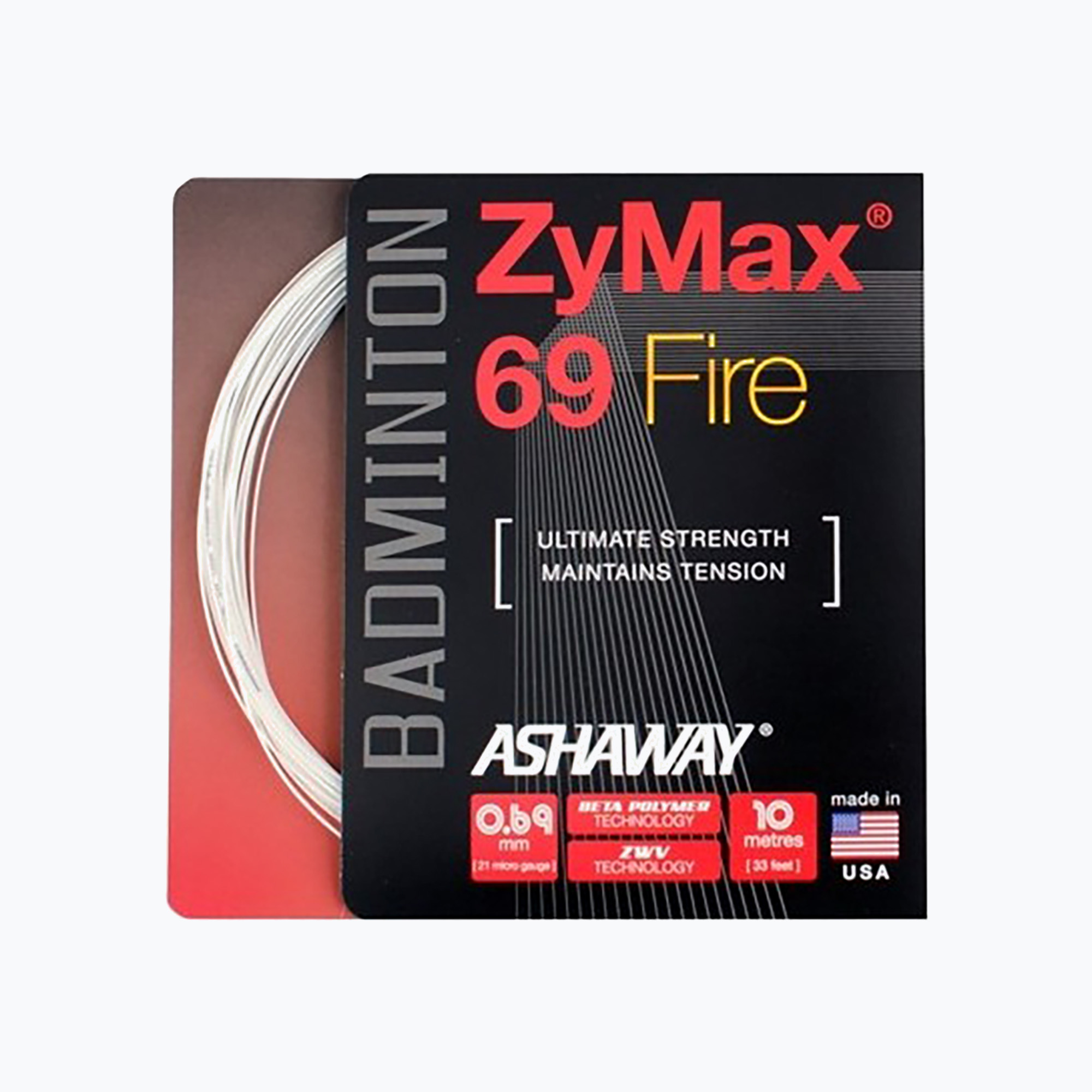 Струна за бадминтон ASHAWAY ZyMax 69 Fire - комплект бял