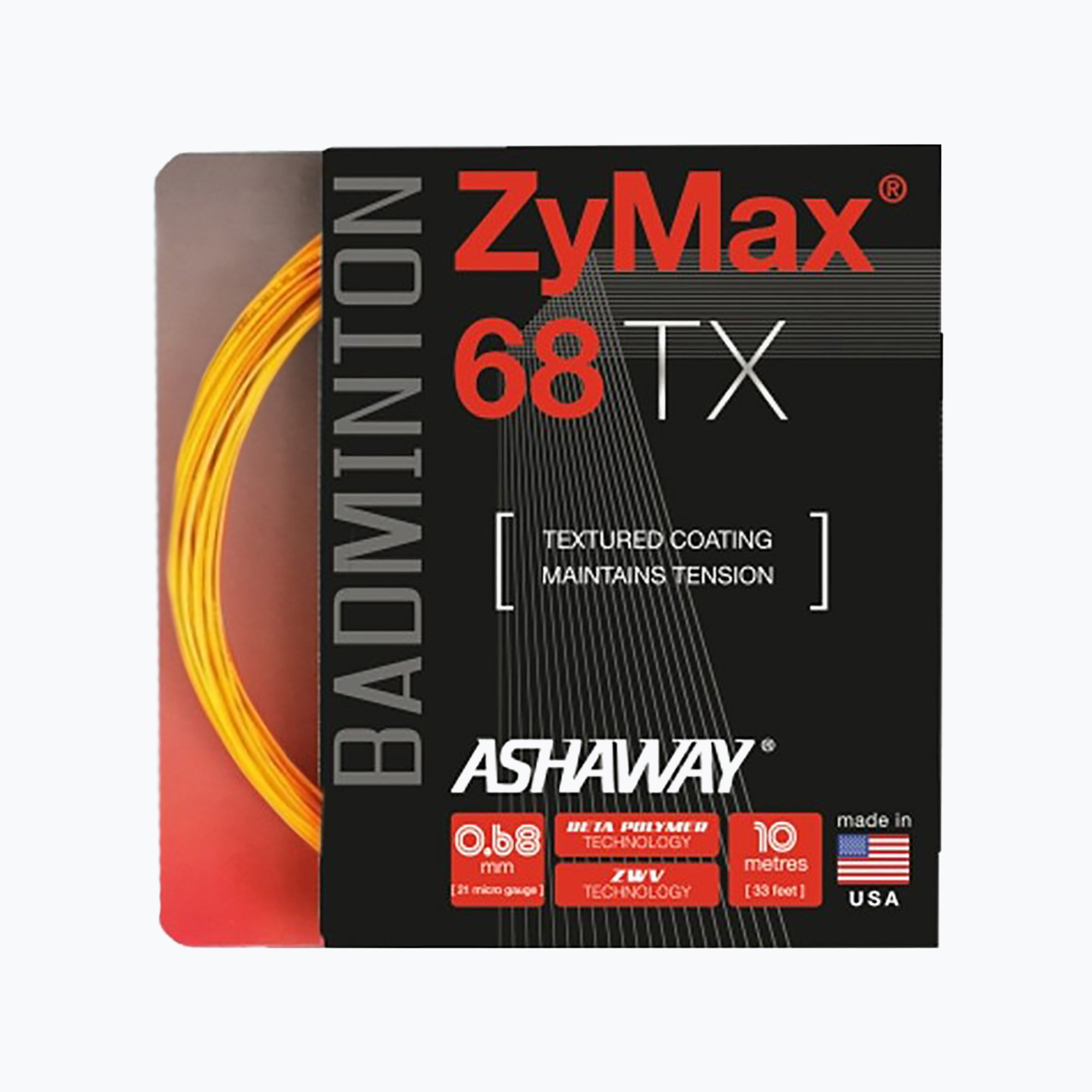 Струна за бадминтон ASHAWAY ZyMax 68 TX - комплект оранжев