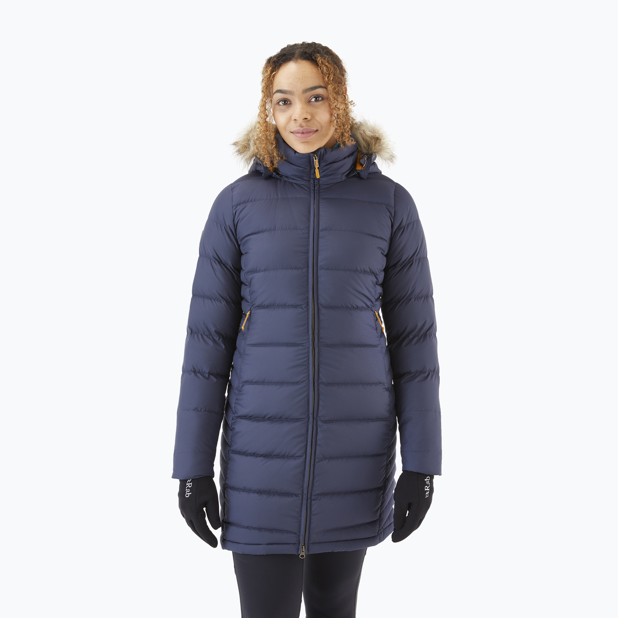 Jachetă de puf pentru femei Rab Deep Cover denim adânc (Deep Cover QDB-33)