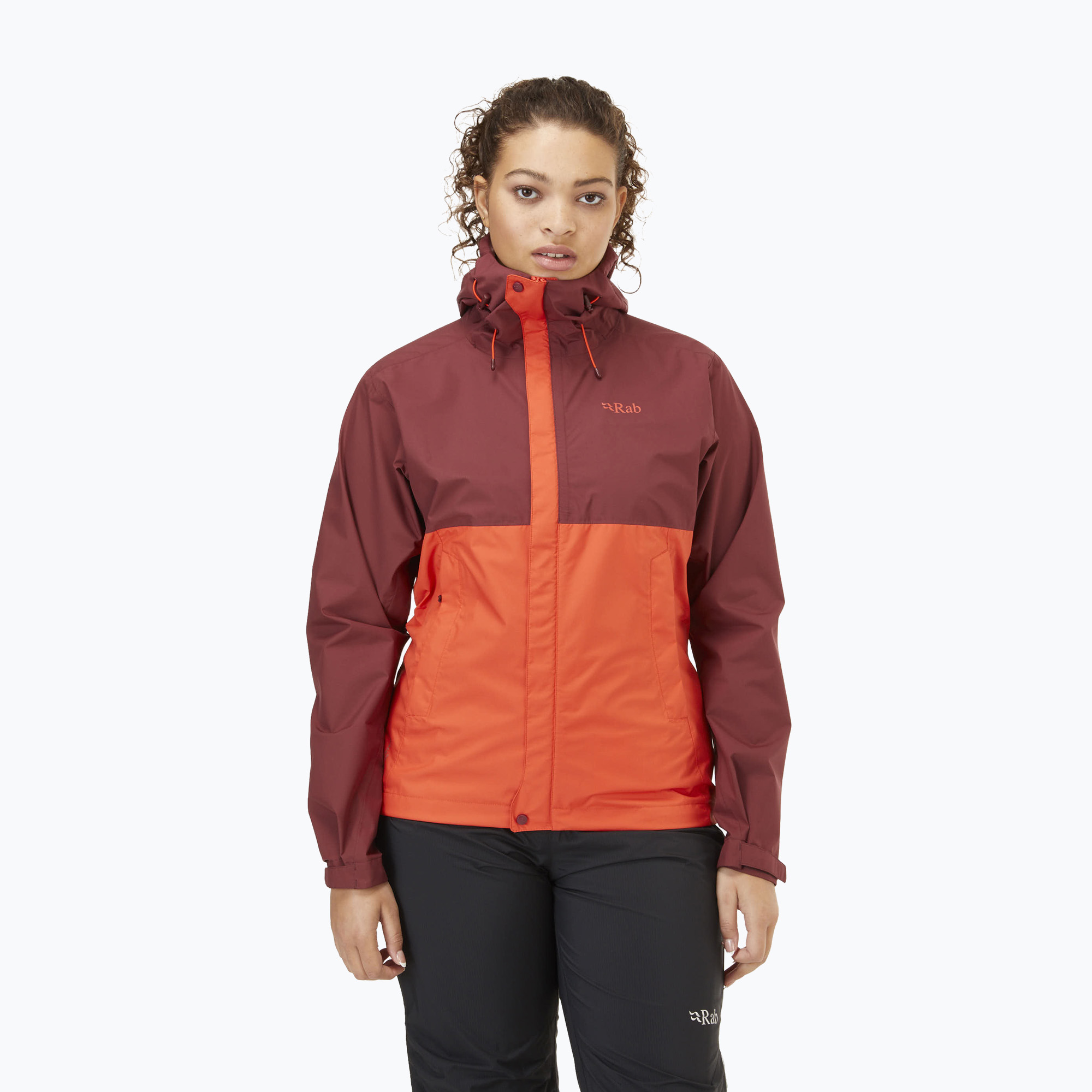 Kurtka przeciwdeszczowa damska Rab Downpour Eco deep heather/red grapefruit 