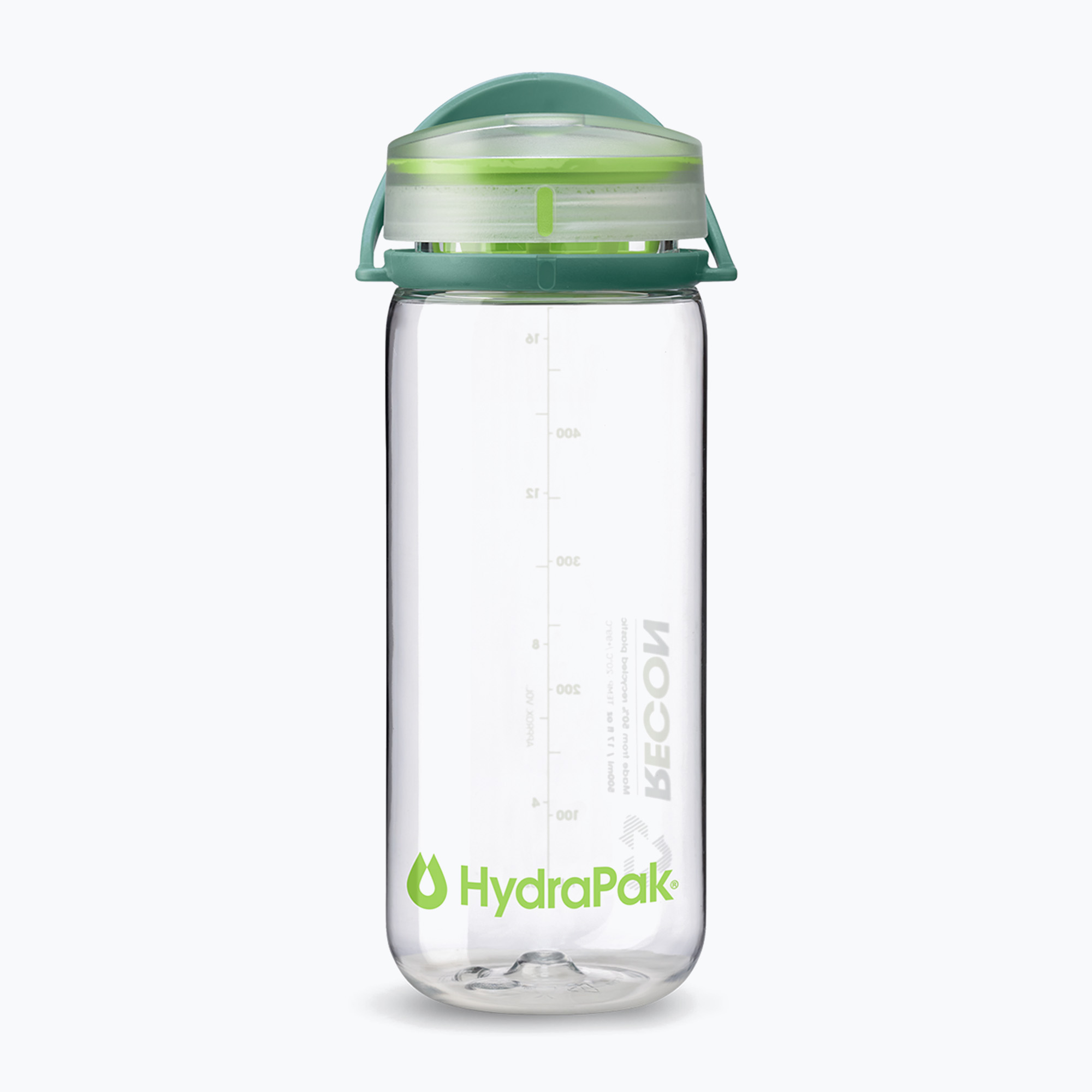 Sticlă turistică HydraPak Recon 500 ml clear/evergreen lime (Recon BR03E)