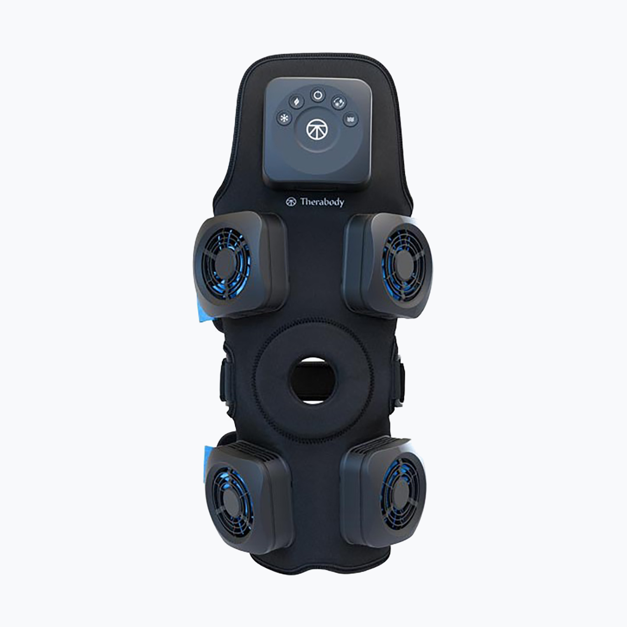 Therabody RecoveryTherm Massaggiatore per ginocchia a vibrazione caldo e freddo nero blu (RecoveryTherm Hot&Cold Vibration Knee TB03821-01)
