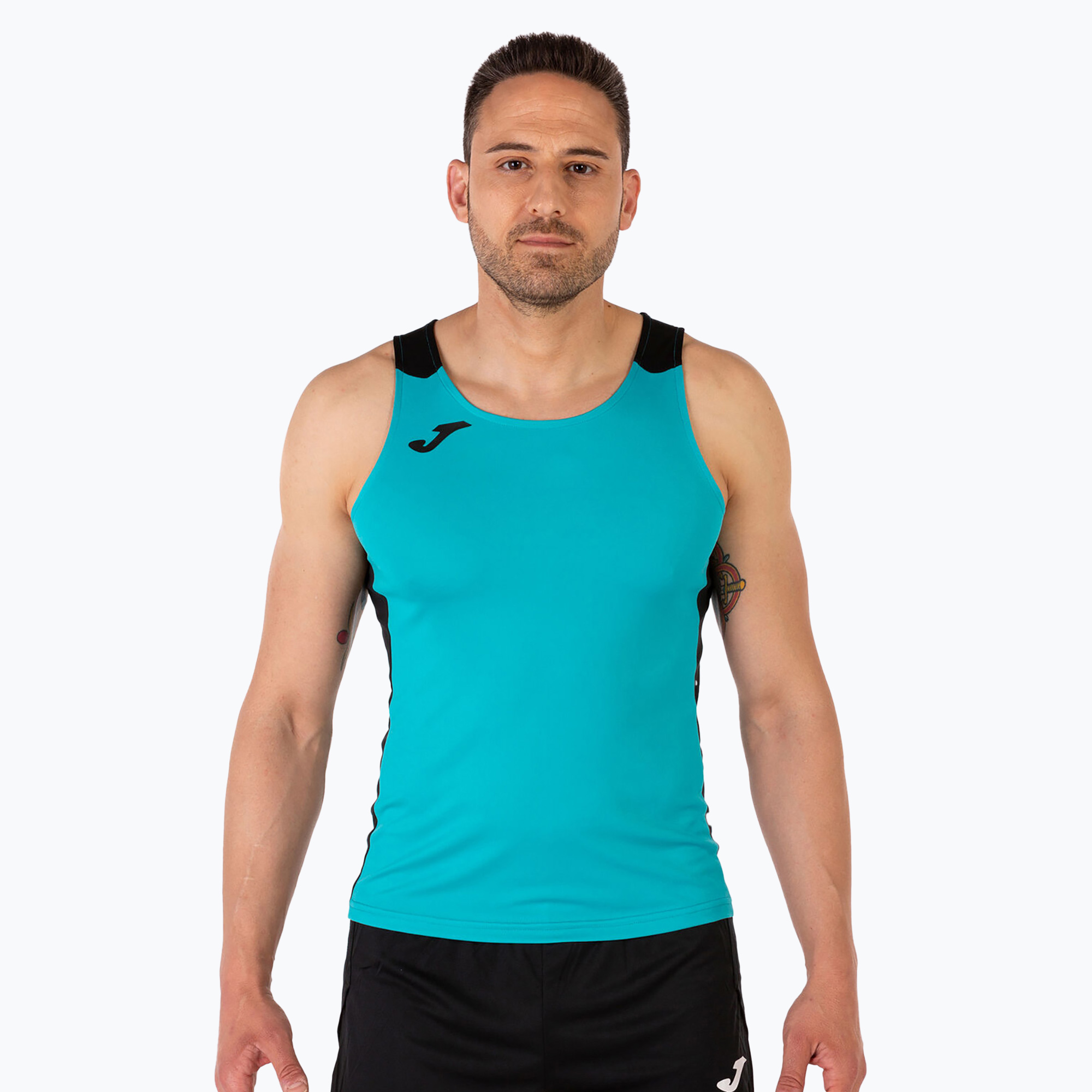 Мъжка тениска за бягане Joma Record II Tank Top turquoise/black