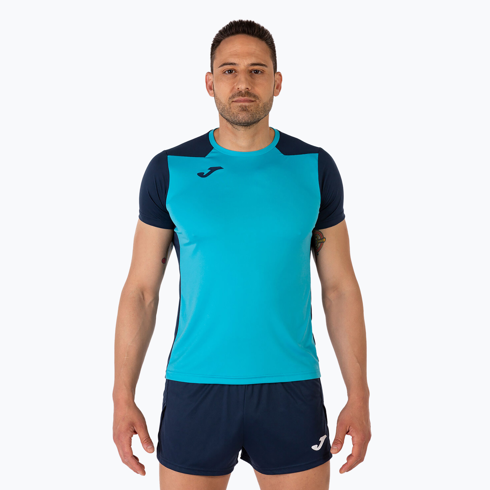 Мъжка тениска за бягане Joma Record II fluor turquoise/navy