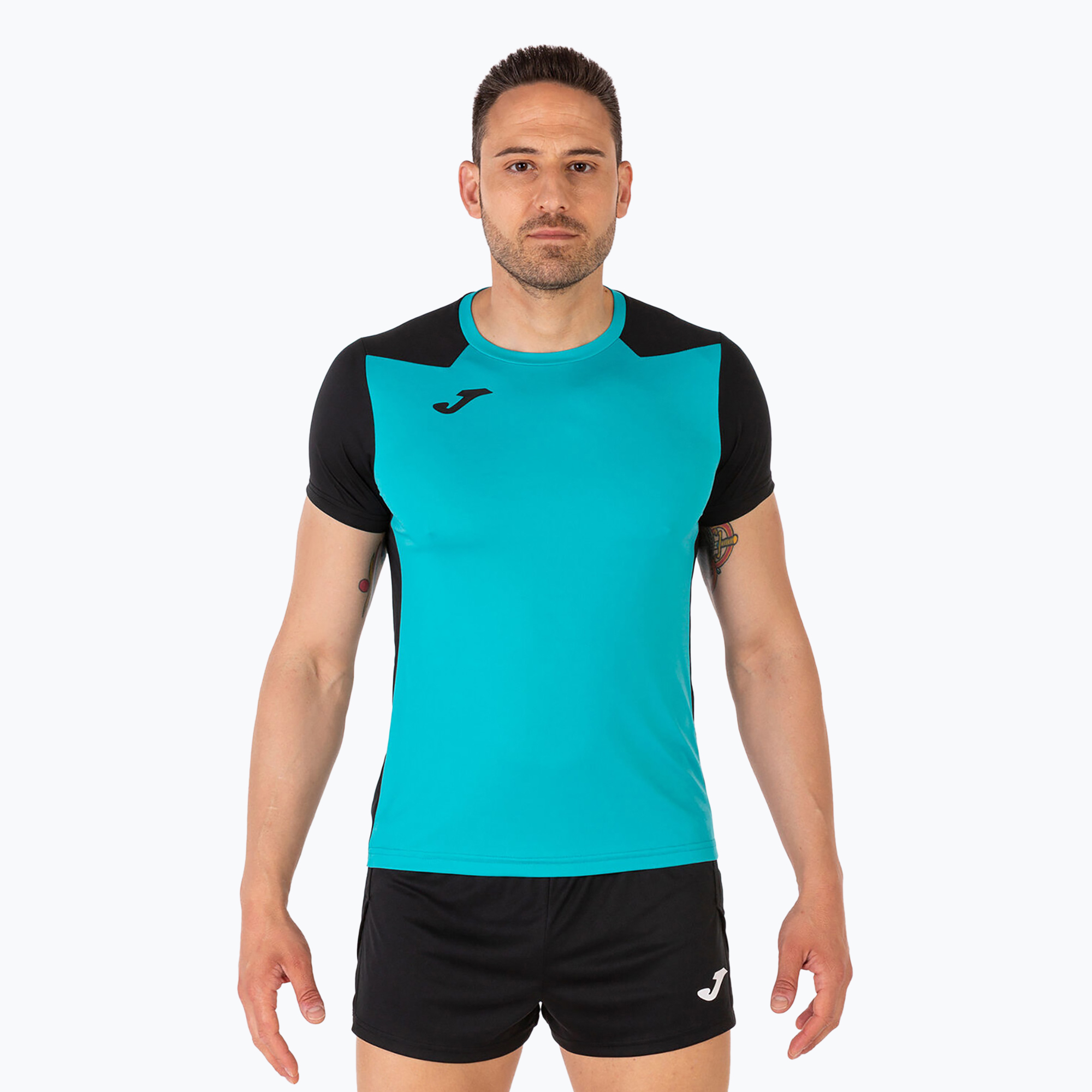 Мъжка тениска за бягане Joma Record II turquoise black