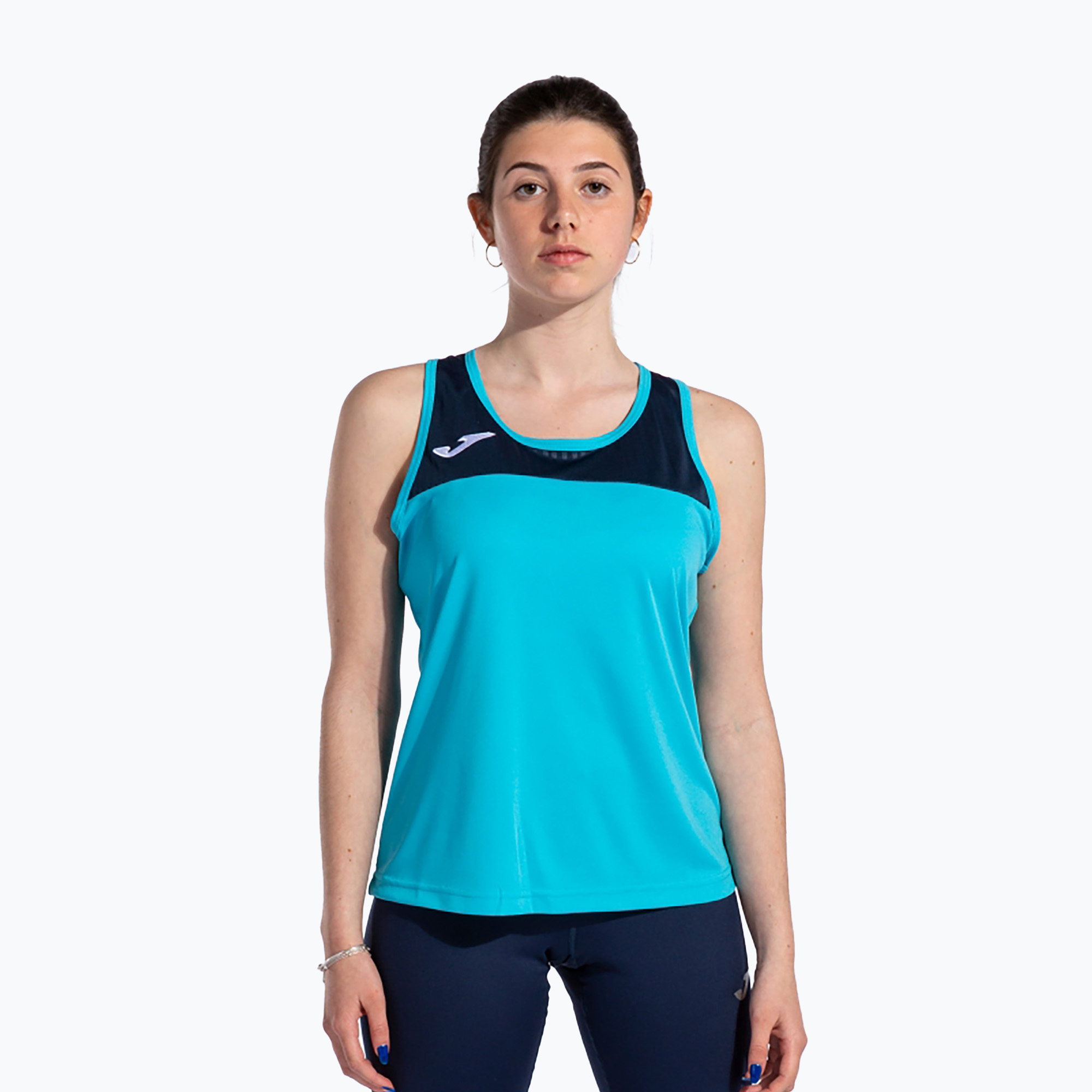 Női tenisz felső Joma Montreal fluoreszkáló türkiz/tengerészkék (Montreal Tank Top W901714.013)