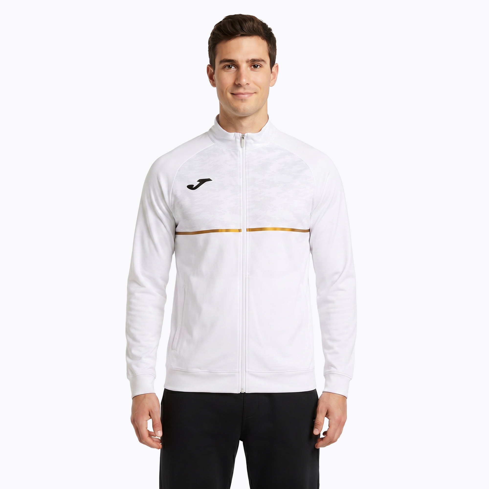 Мъжки потник за бягане Joma Record III Full Zip бял