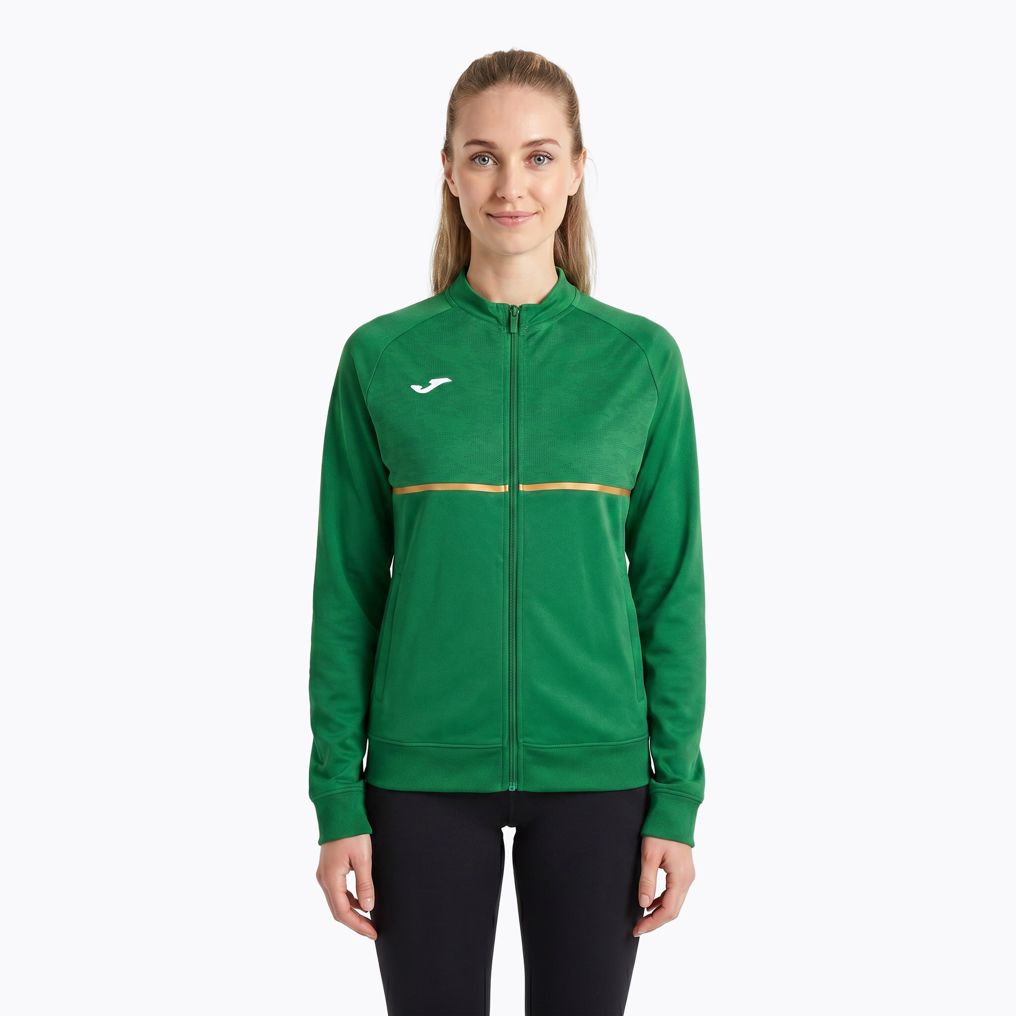 Bluza do biegania damska Joma Record III Full Zip green