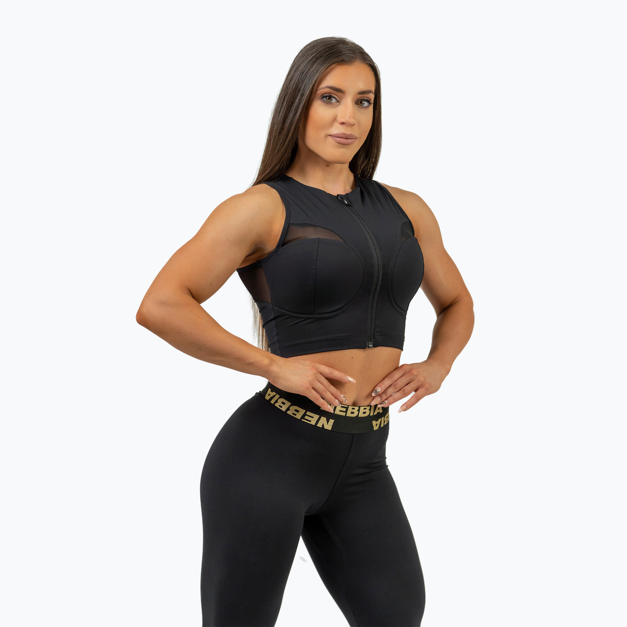 Top treningowy damski NEBBIA Mesh Intense black/gold 