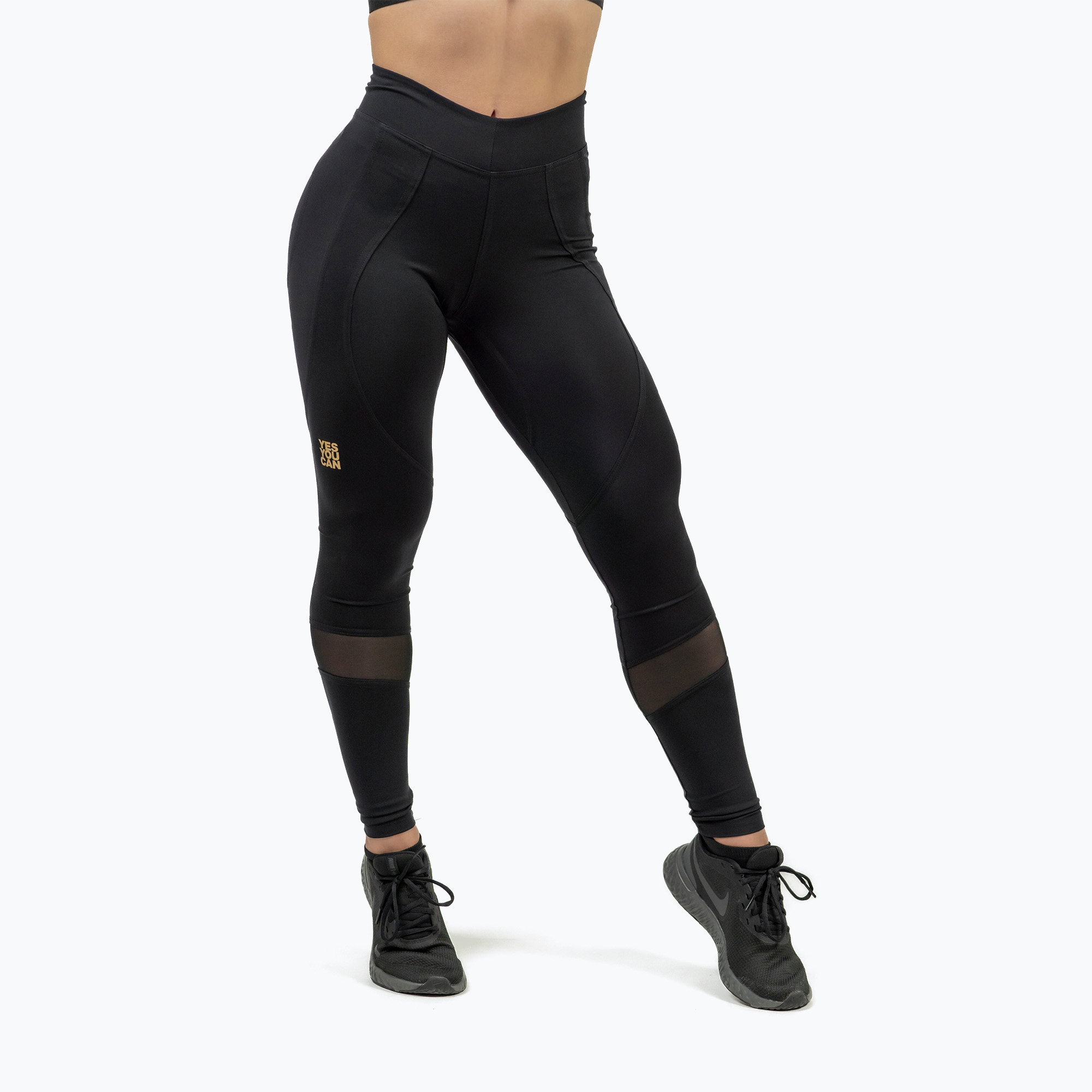 Legginsy treningowe damskie NEBBIA Heart-Shaped Intense black/gold 