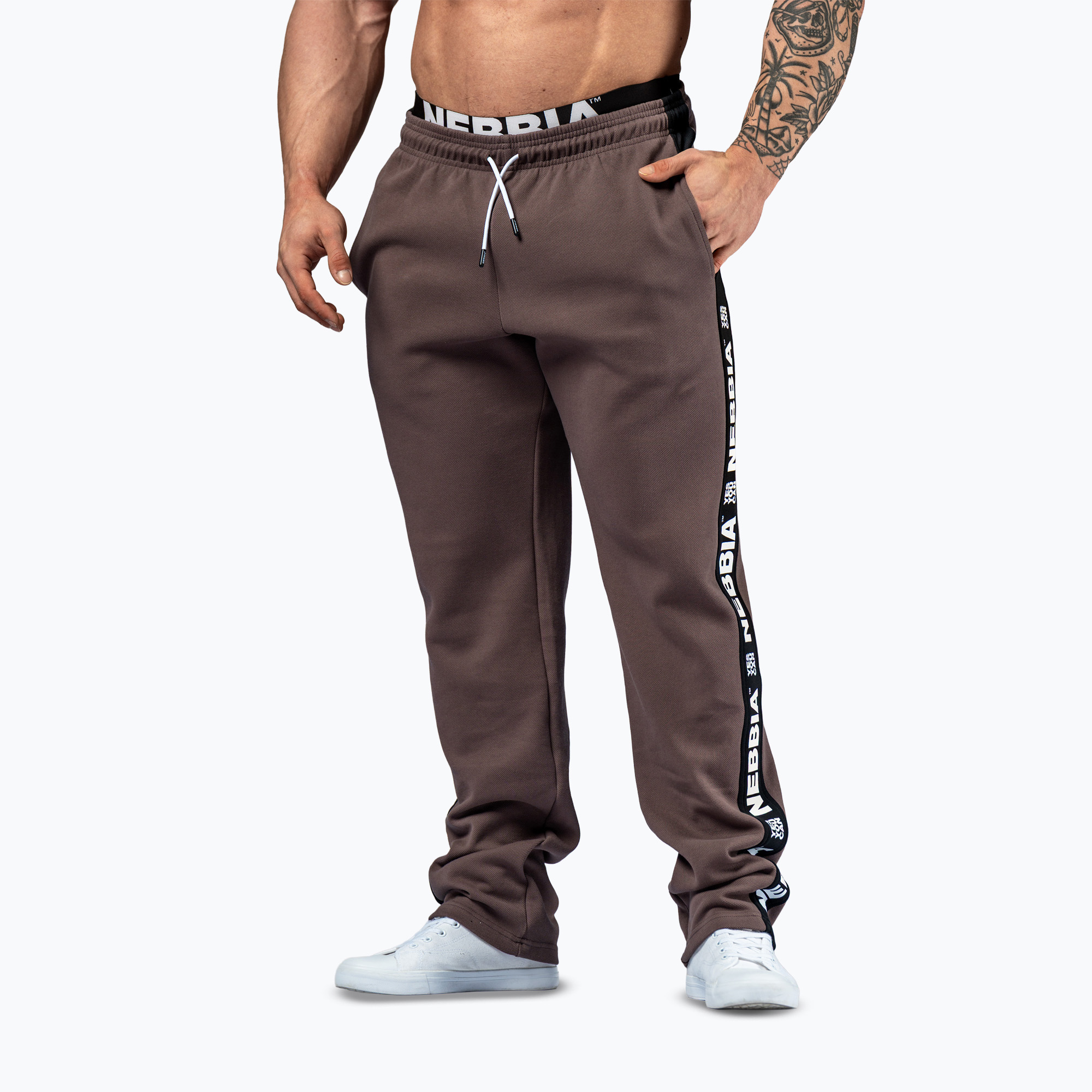 Spodnie treningowe męskie NEBBIA Hero brown