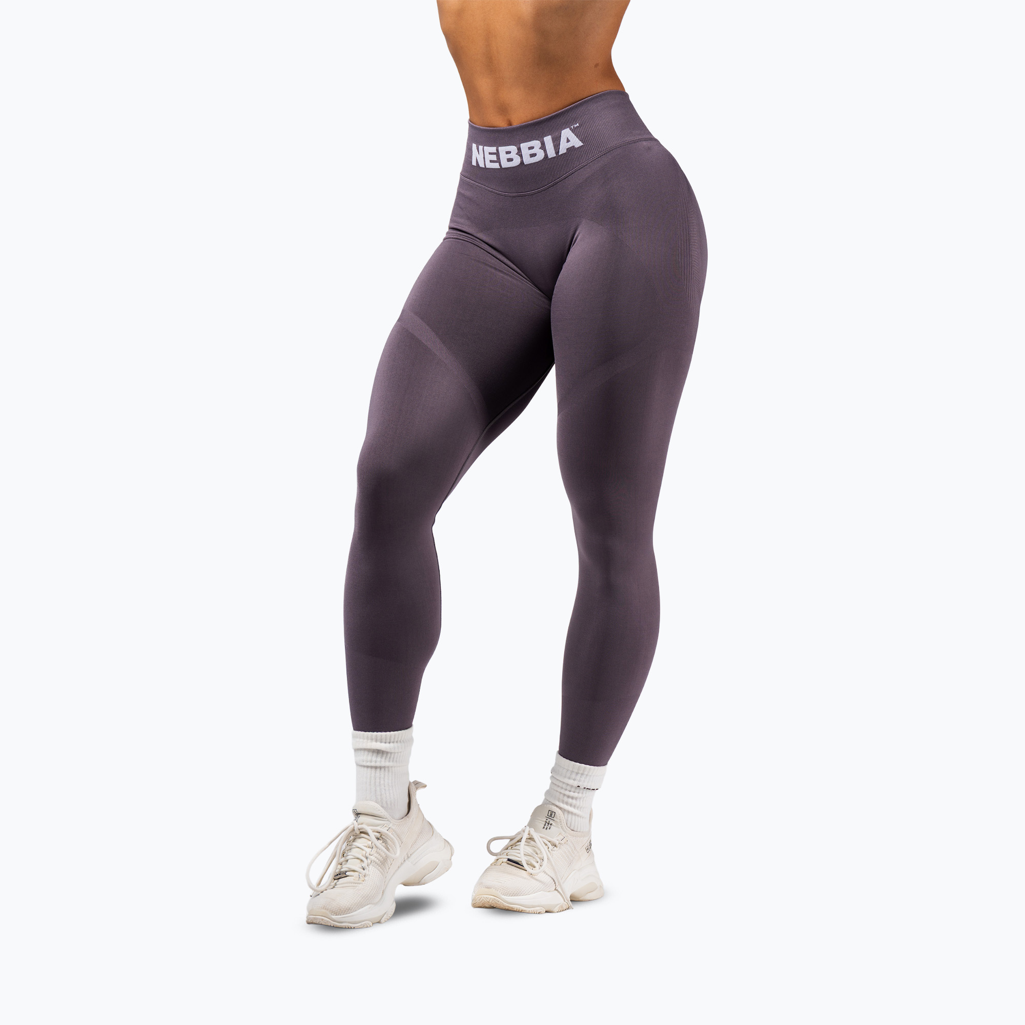 Legginsy treningowe damskie NEBBIA Flow Seamless Push-Up dark grey 