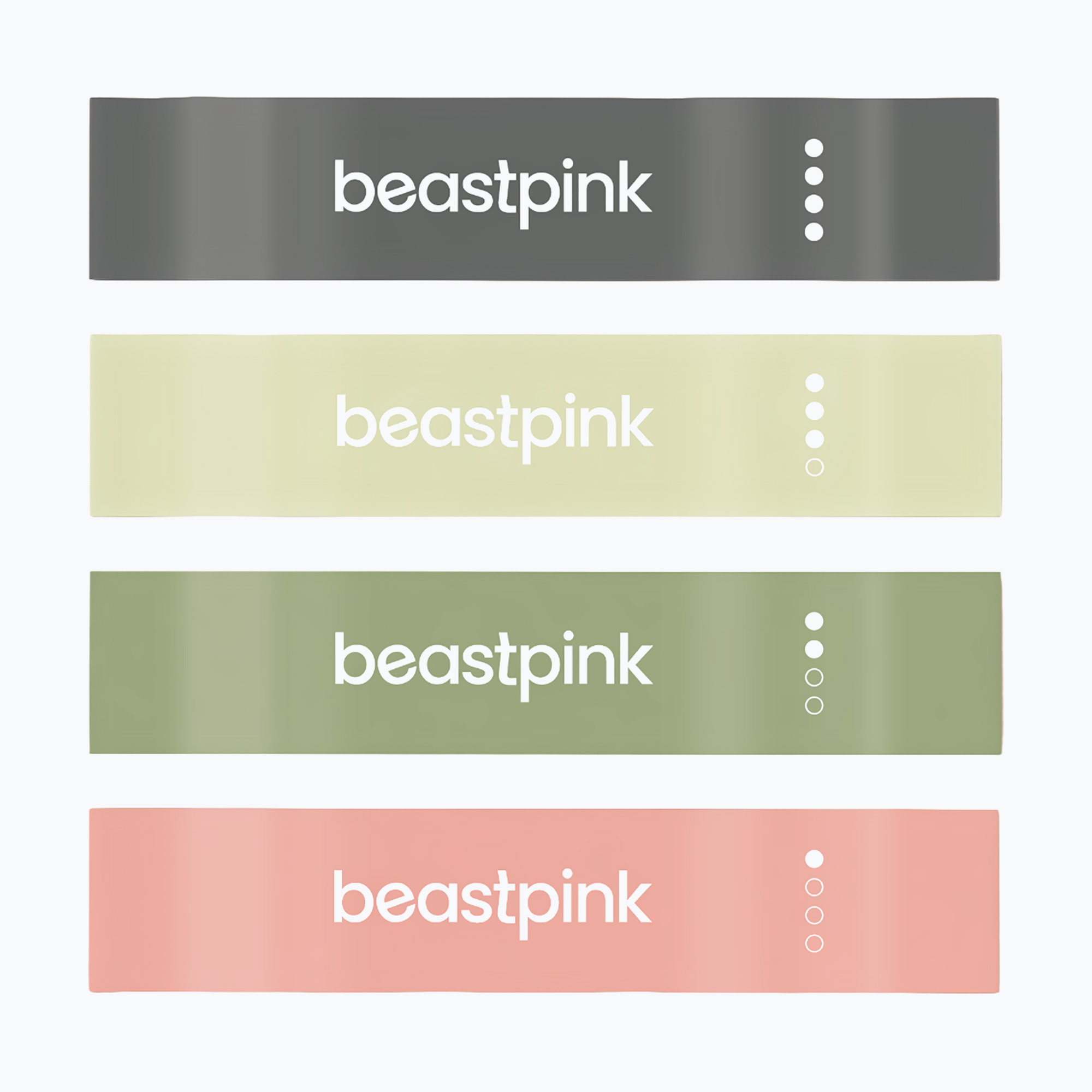 Комплект ластици за упражнения GymBeam, 4 броя black/olive/green/peach