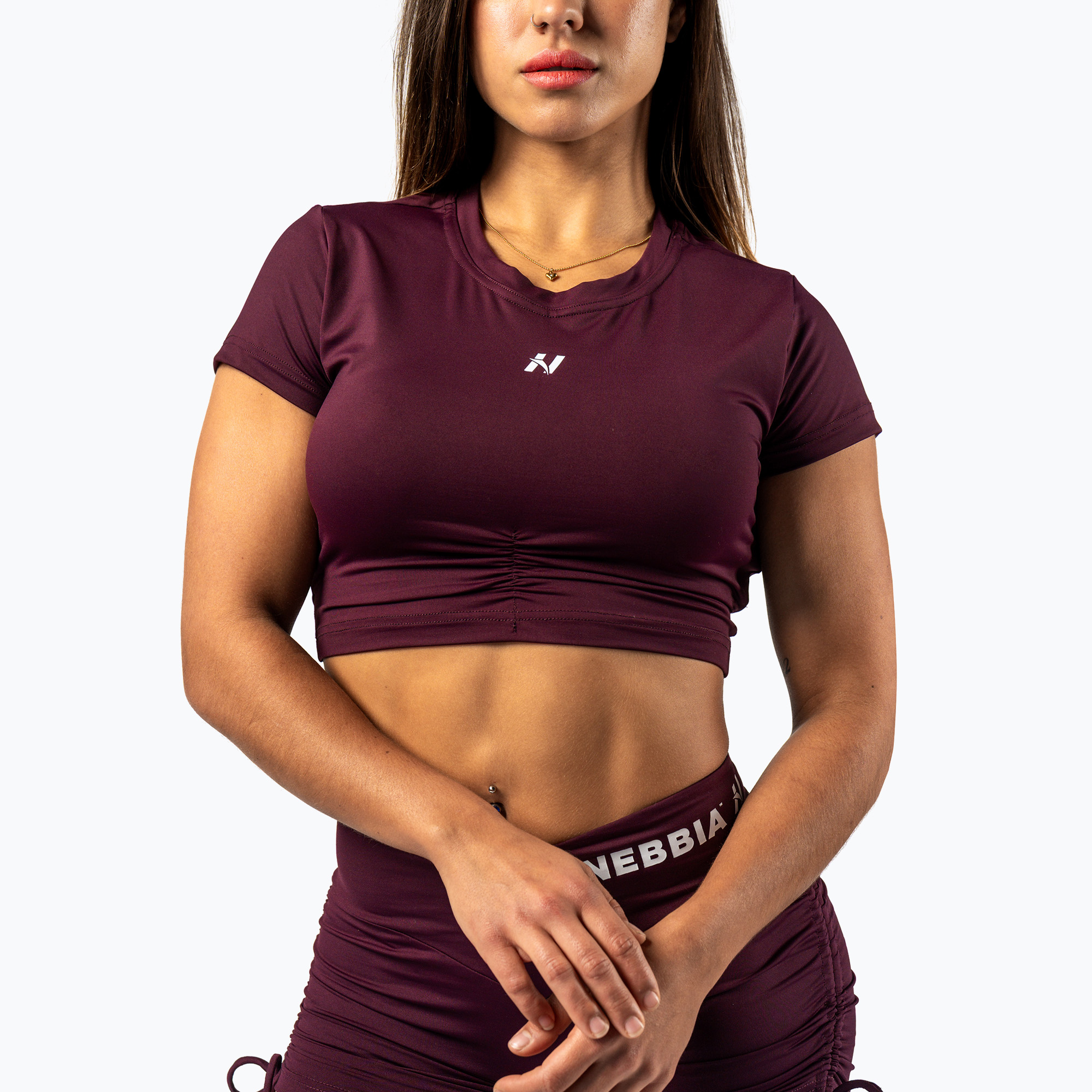 Top treningowy damski NEBBIA Strong Beauty dark red