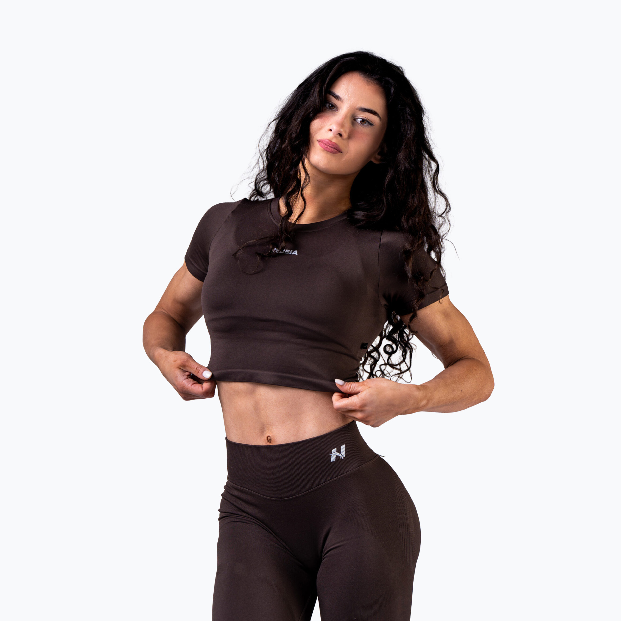 Top treningowy damski NEBBIA Power dark brown 