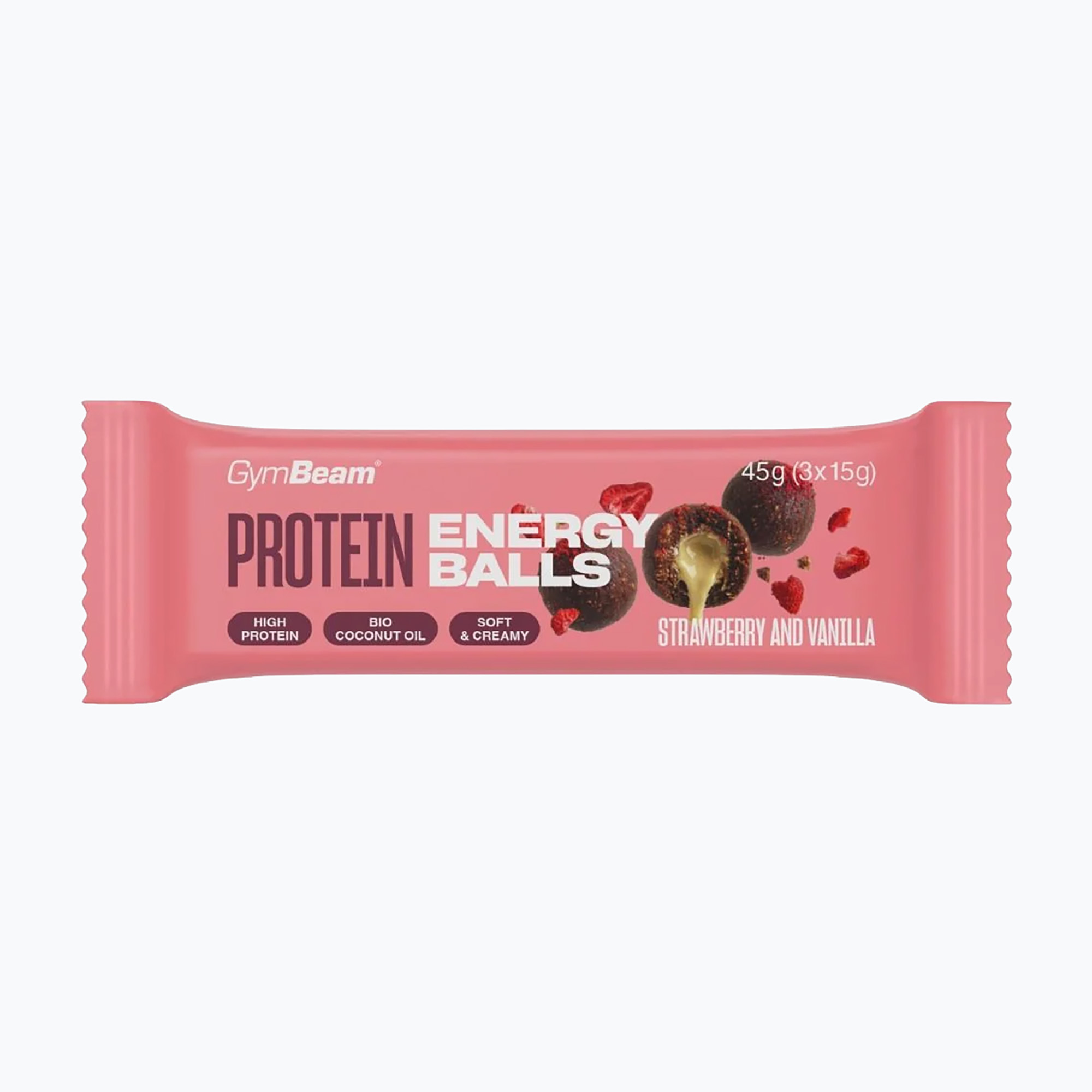 Протеинов бар/Протеиново барче/Протеиново блокче GymBeam Protein Energy Balls 45 g stawberry vanilla