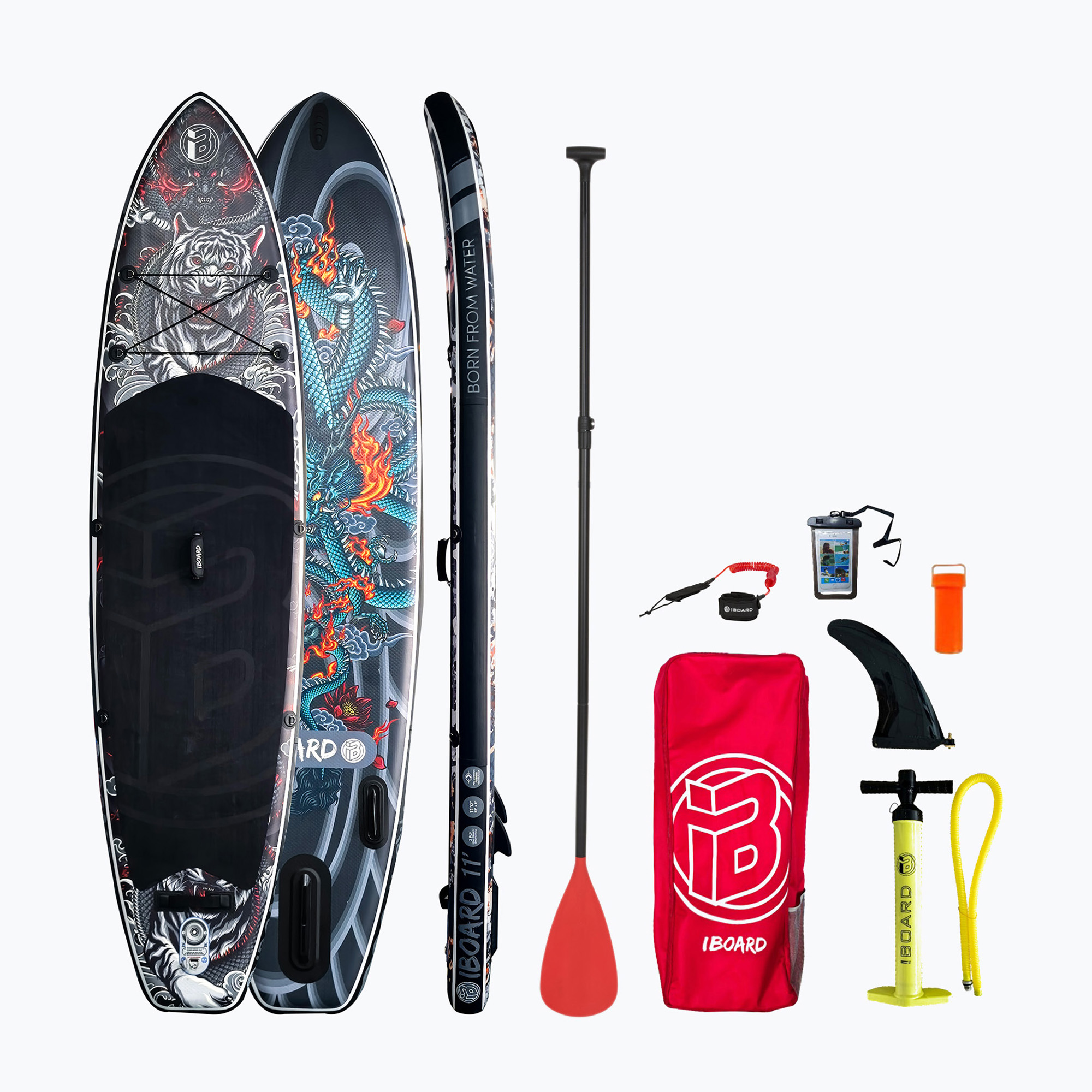 Zestaw deska SUP pompowana iBoard Black Tiger 11' 