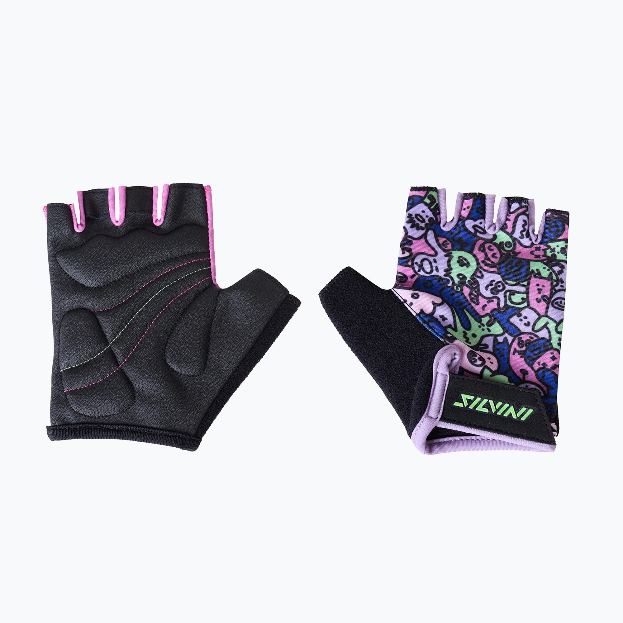 Детски ръкавици за колоездене SILVINI Locri в руж/зелено