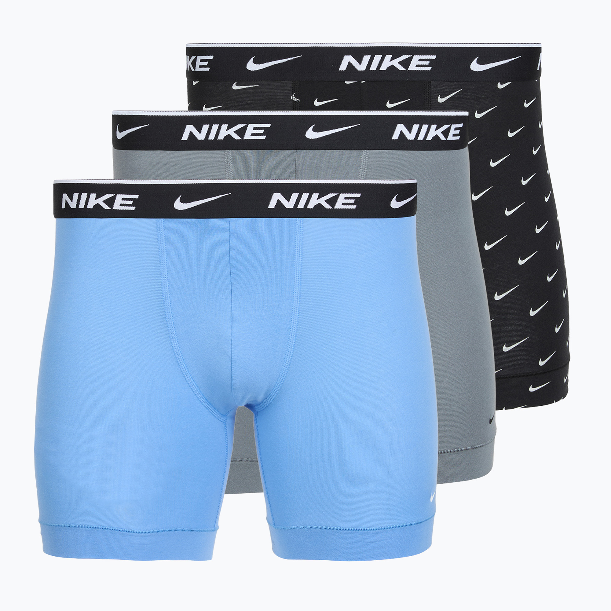 Bokserki męskie Nike Everyday Cotton Stretch 3 pary swoosh print/grey/university blue 