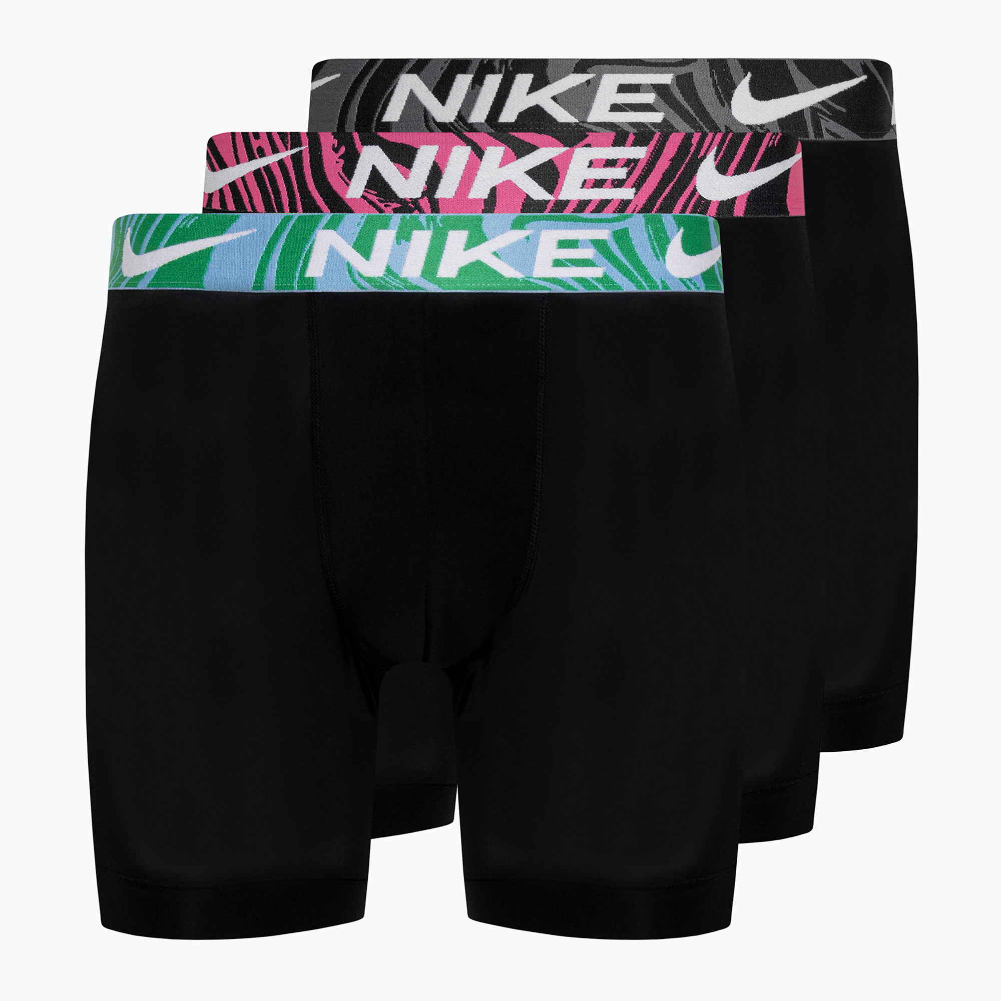 Bokserki męskie Nike Dri-Fit Essential Micro Boxer Brief 3 pary black/aquarius bleu/laser fuchsia/grey 