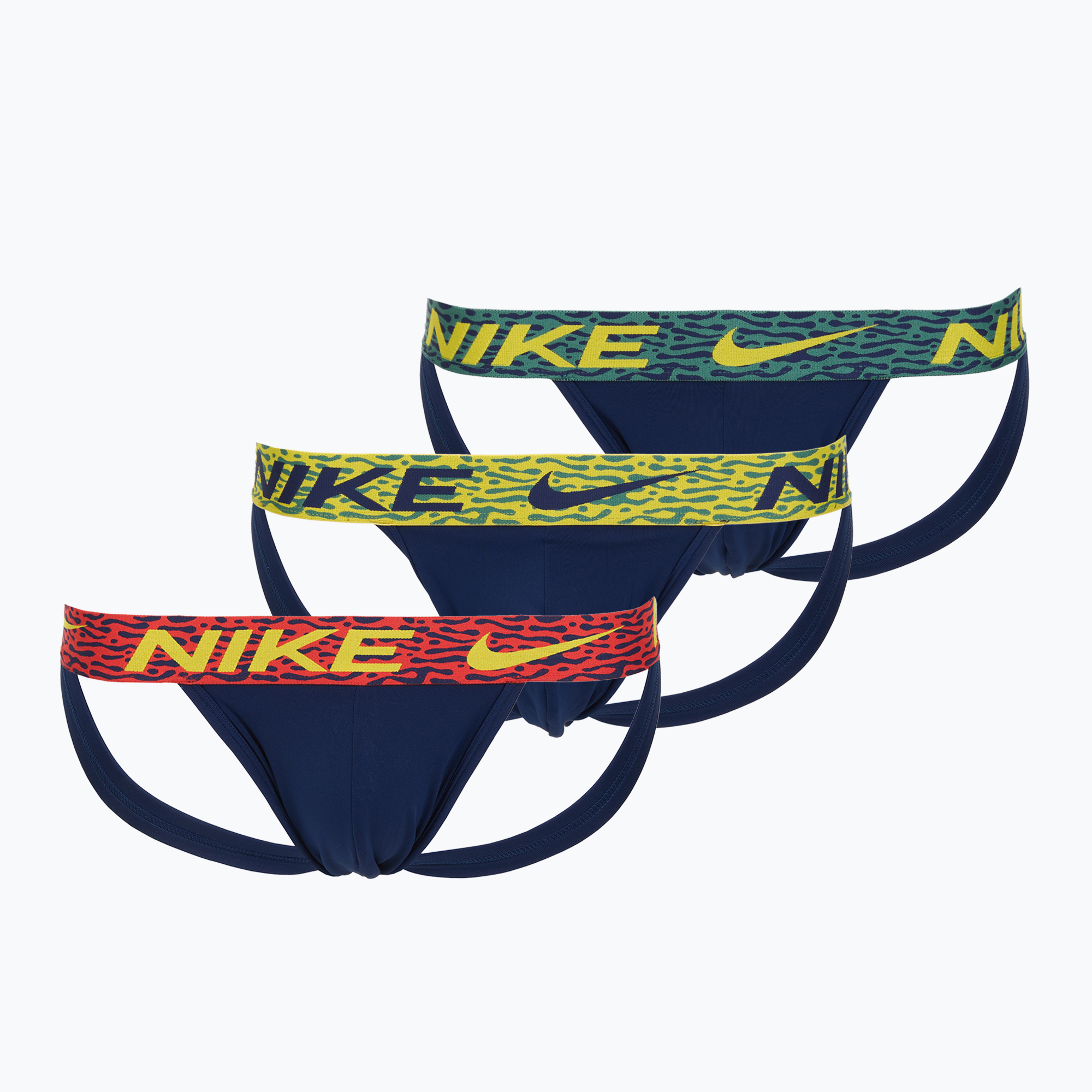 Slipy męskie Nike Dri-FIT Essential Micro Jock Strap 3 pary blu void/lgh crim/brht citron/evergrn 