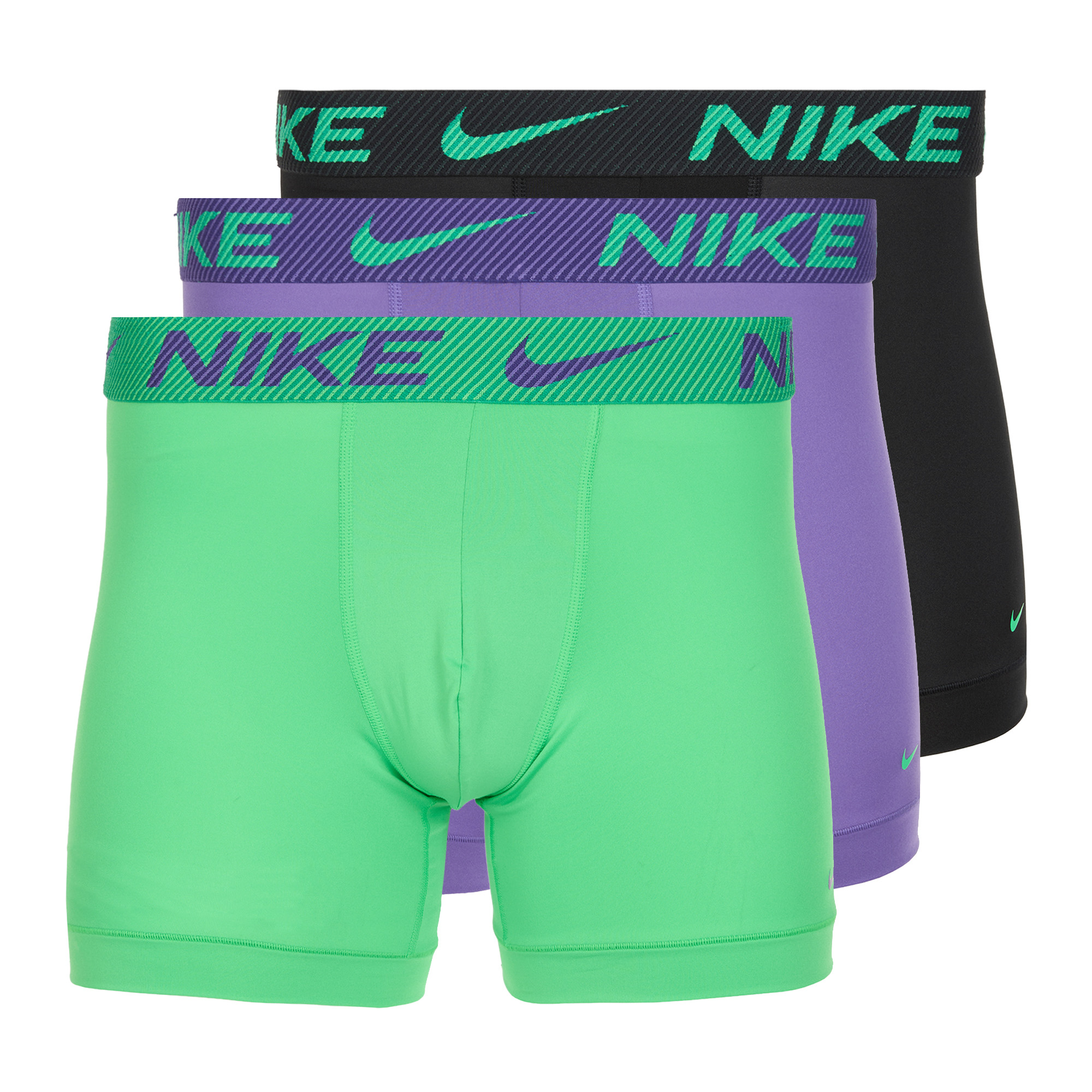 Bokserki męskie Nike Dri-Fit Essential Micro Boxer Brief 3 pary green shock/wild violet/black txtd wb