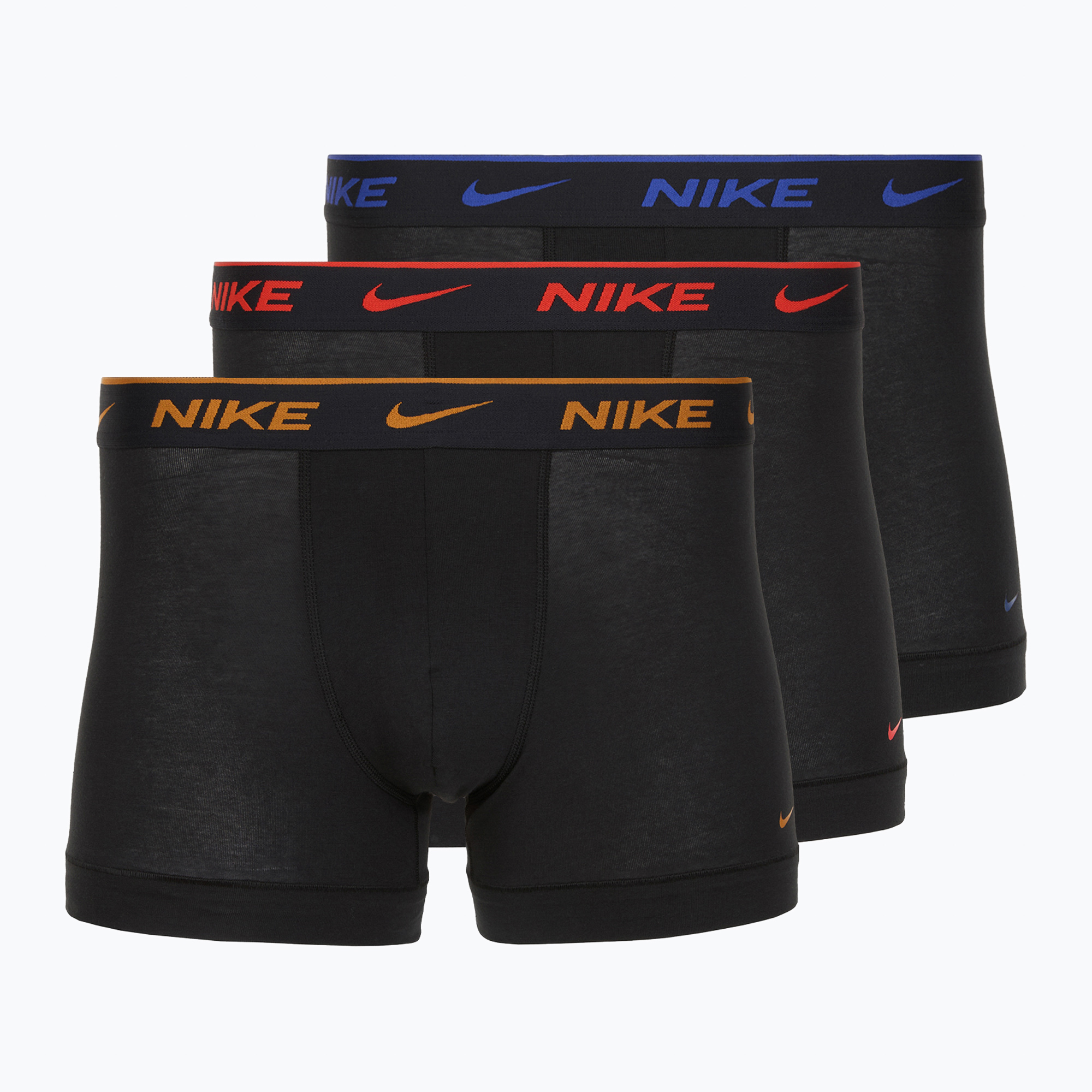 Bokserki męskie Nike Everyday Cotton Stretch Trunk 3 pary black lig crim/des och/deep night logo waistband 