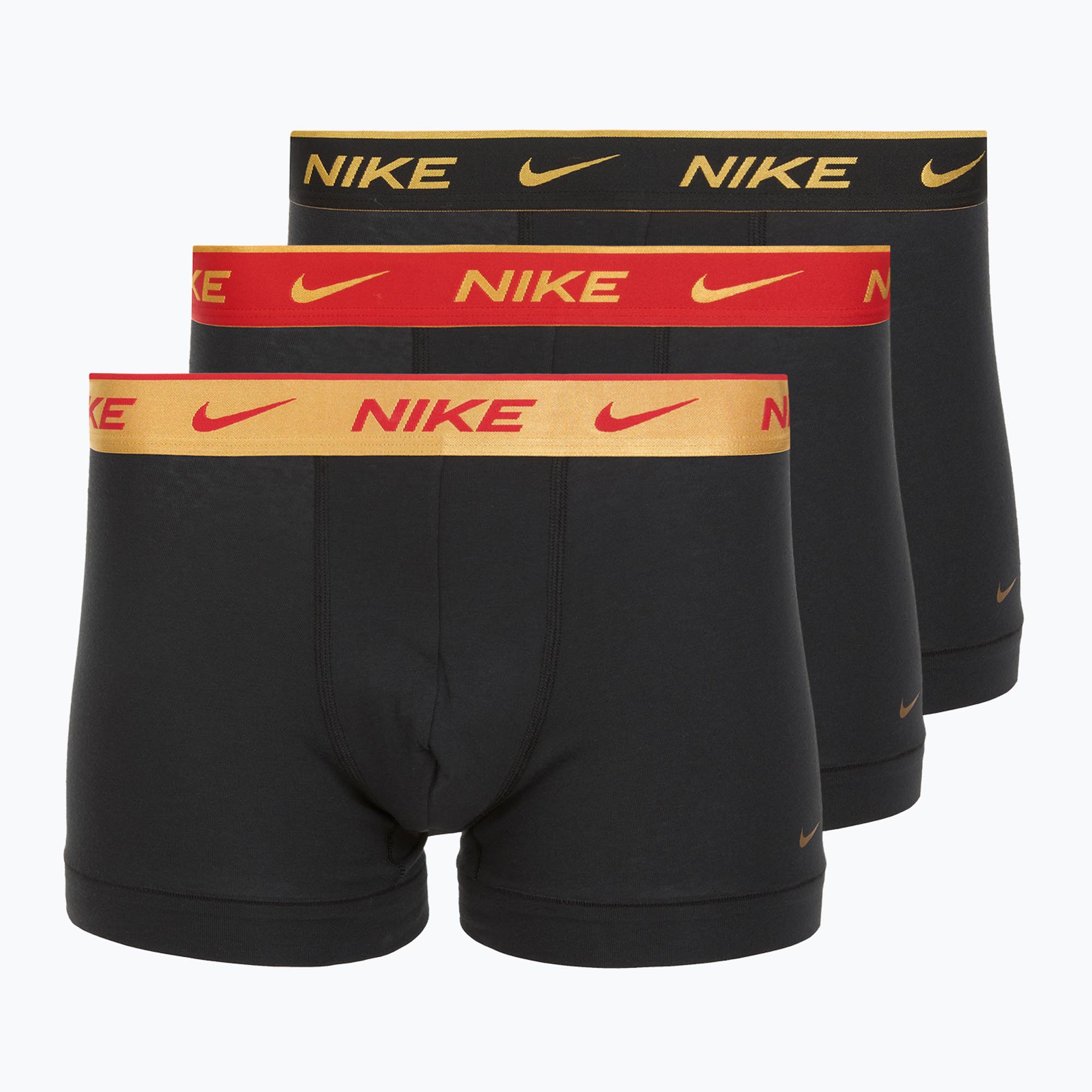 Bokserki męskie Nike Everyday Cotton Stretch Trunk 3 pary blk/university red/wheat gold/black high shine wb 