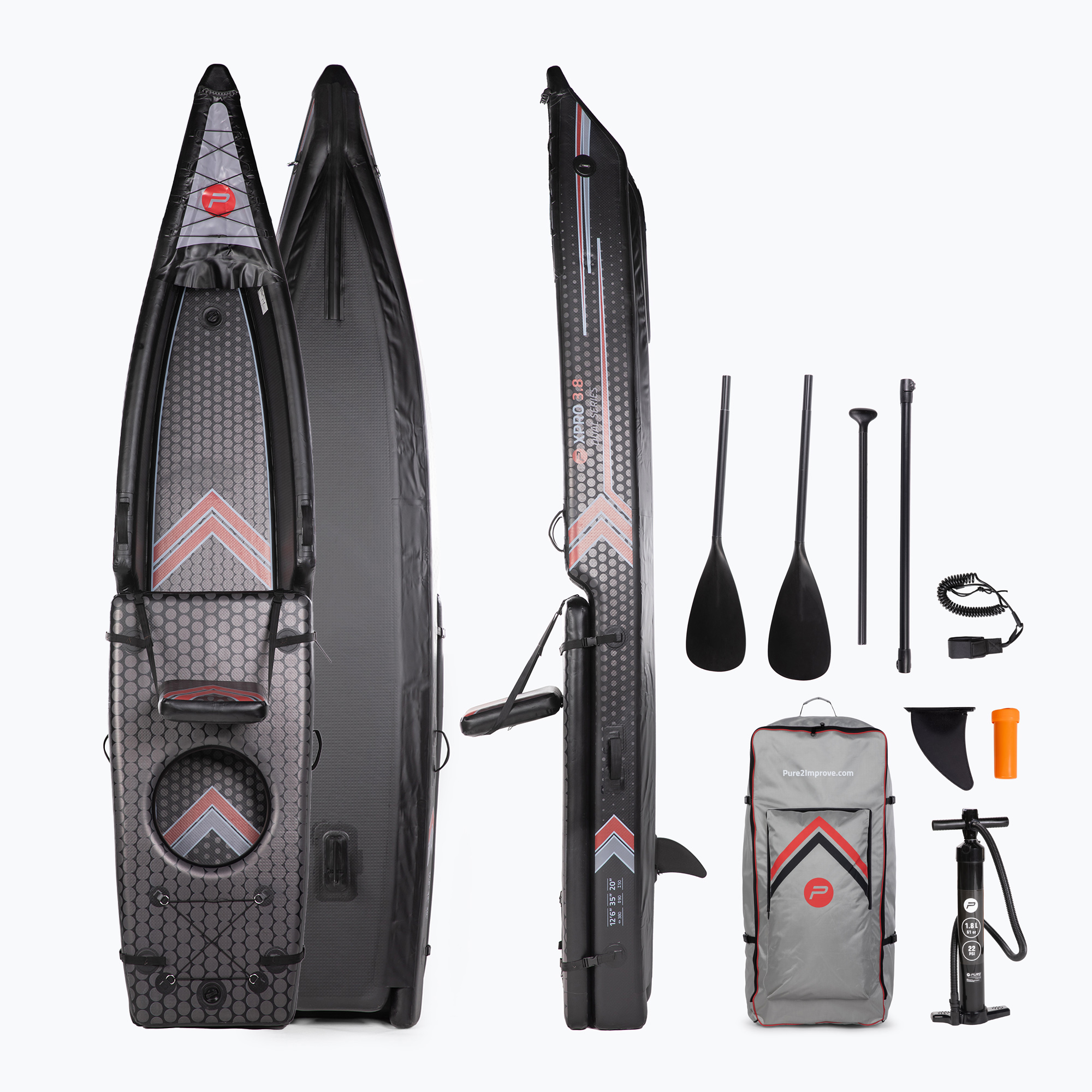 Каяк/SUP хибрид за 1 човек Pure4Fun Dual Purpose черен P4F160040