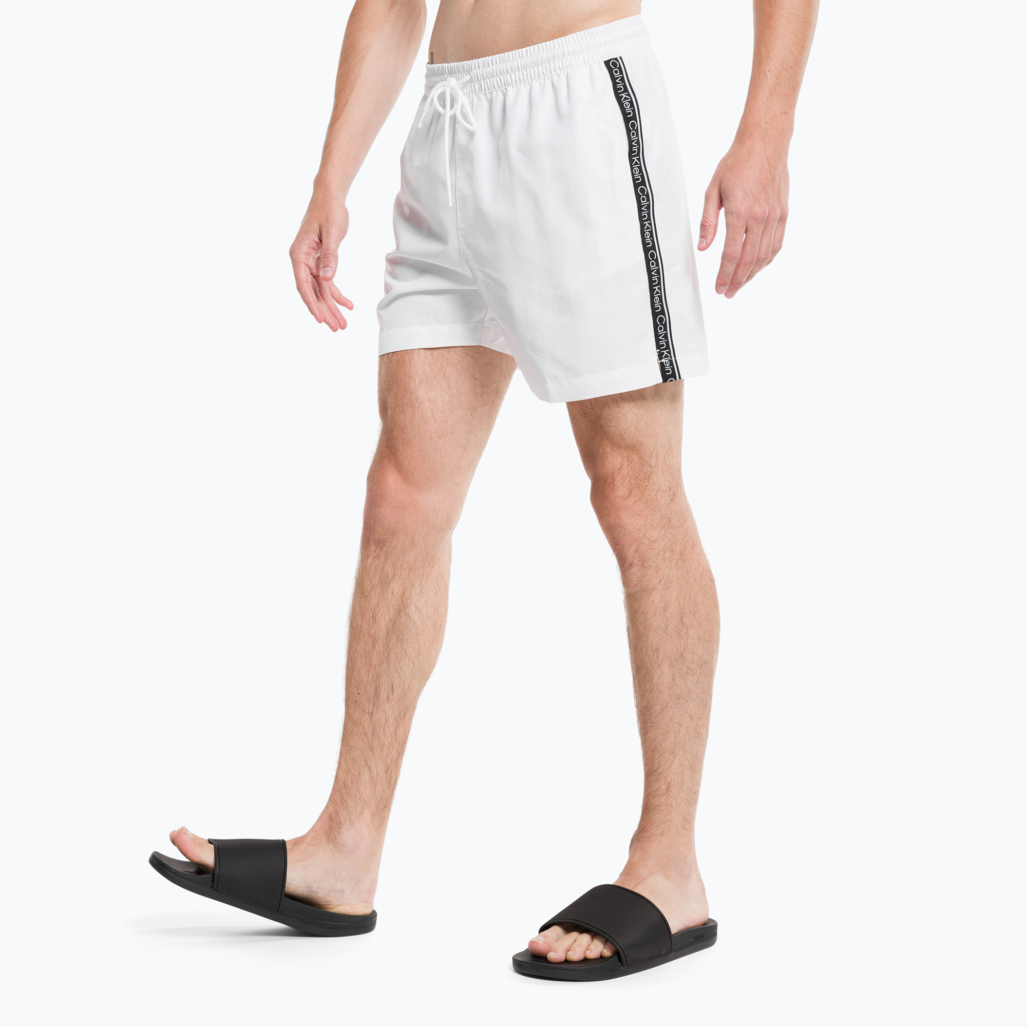 Calvin Klein Medium Herren Badeshorts mit Kordelzug weiß